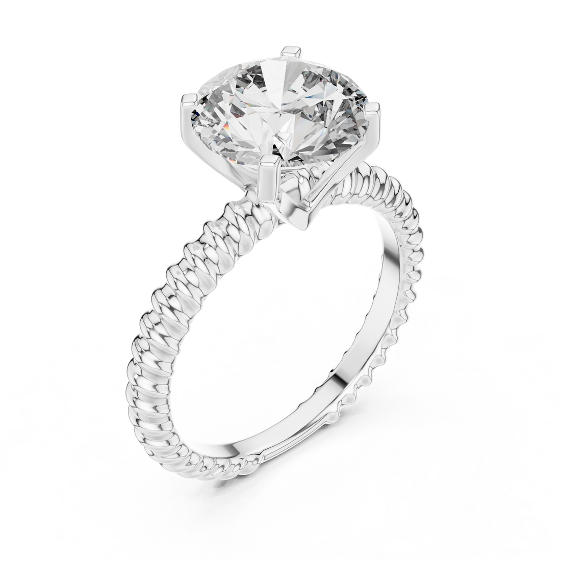 Stylish Textured Band 2.8 Ct Round Diamond Ring for Women