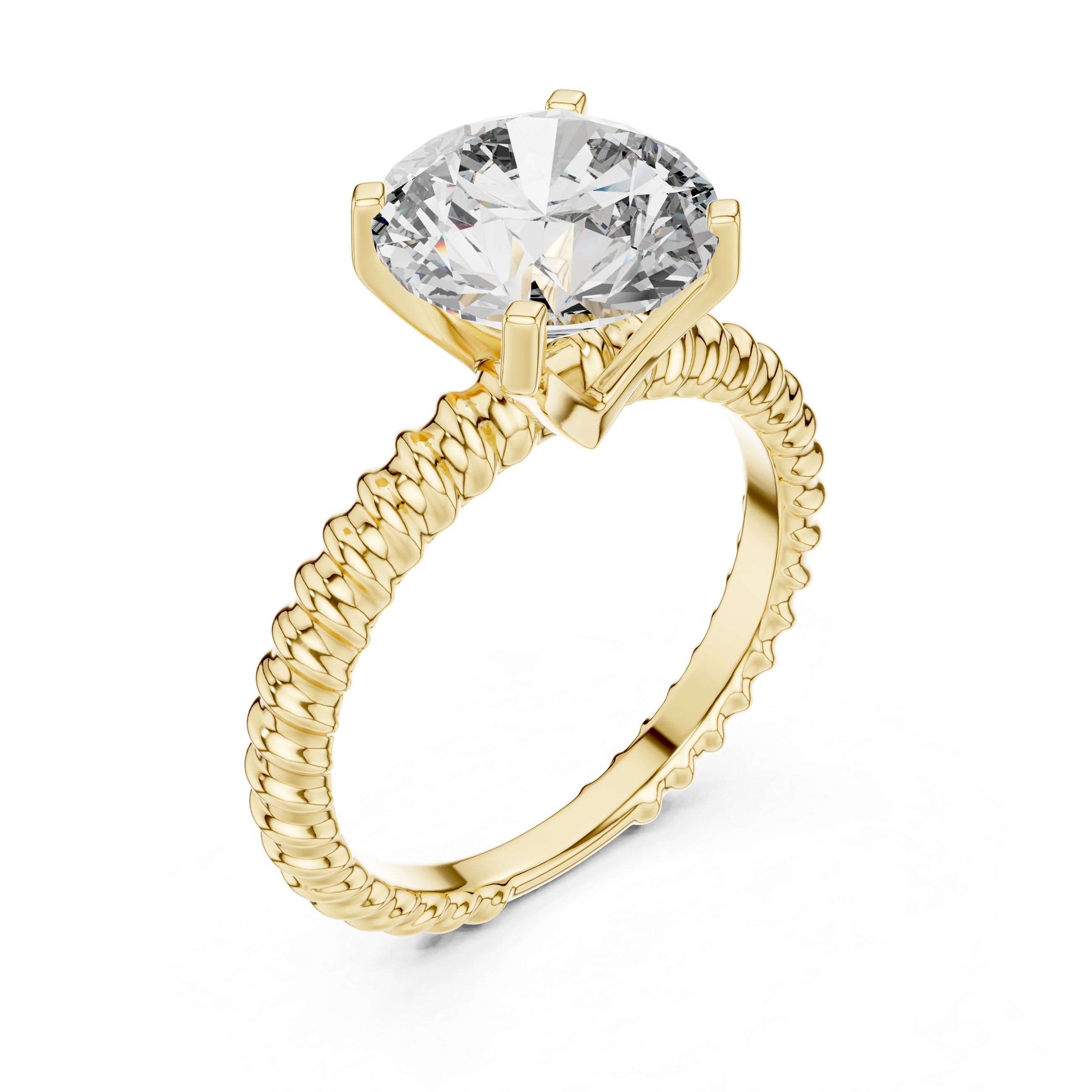 Stylish Textured Band 2.8 Ct Round Diamond Ring for Women