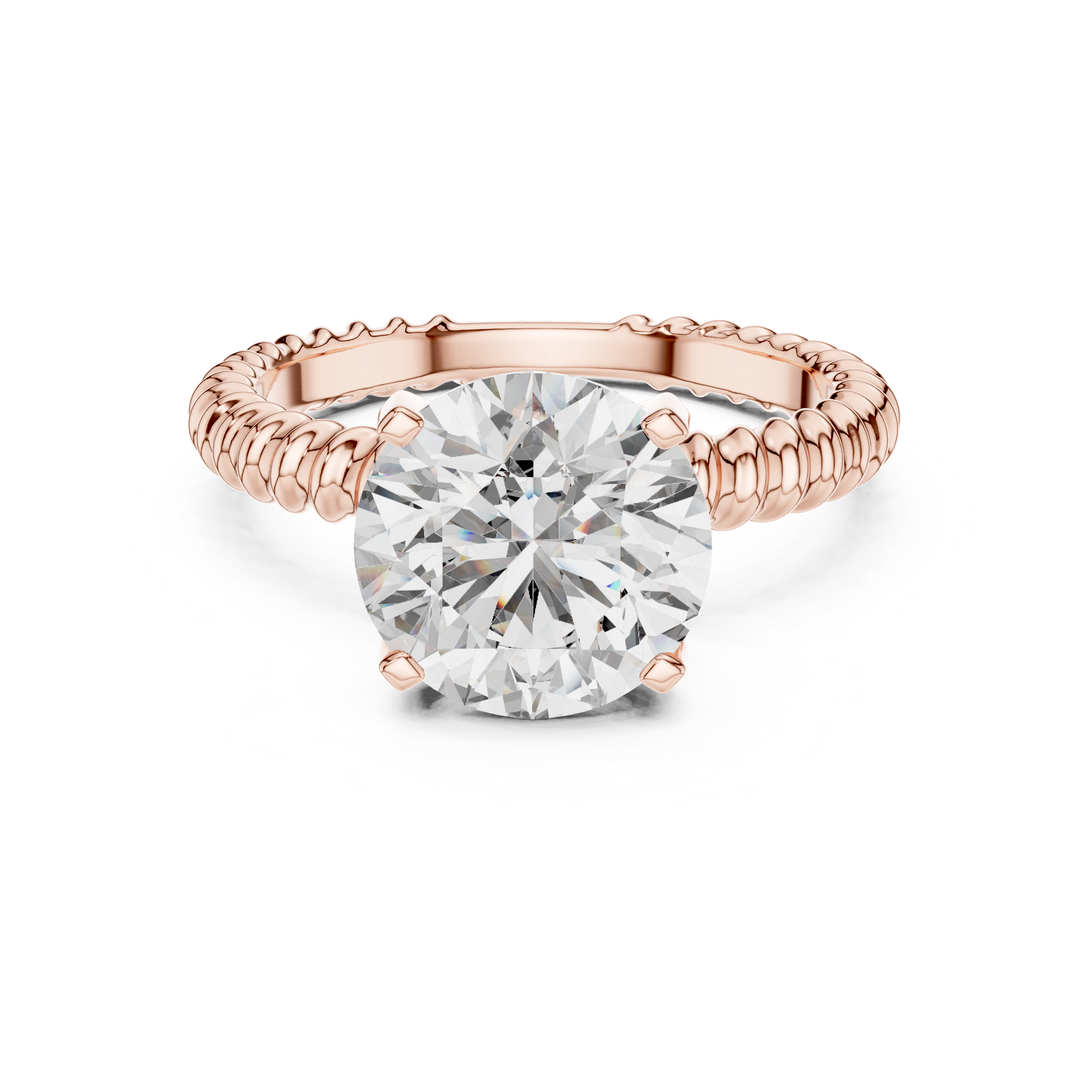 Stylish Textured Band 2.8 Ct Round Diamond Ring for Women