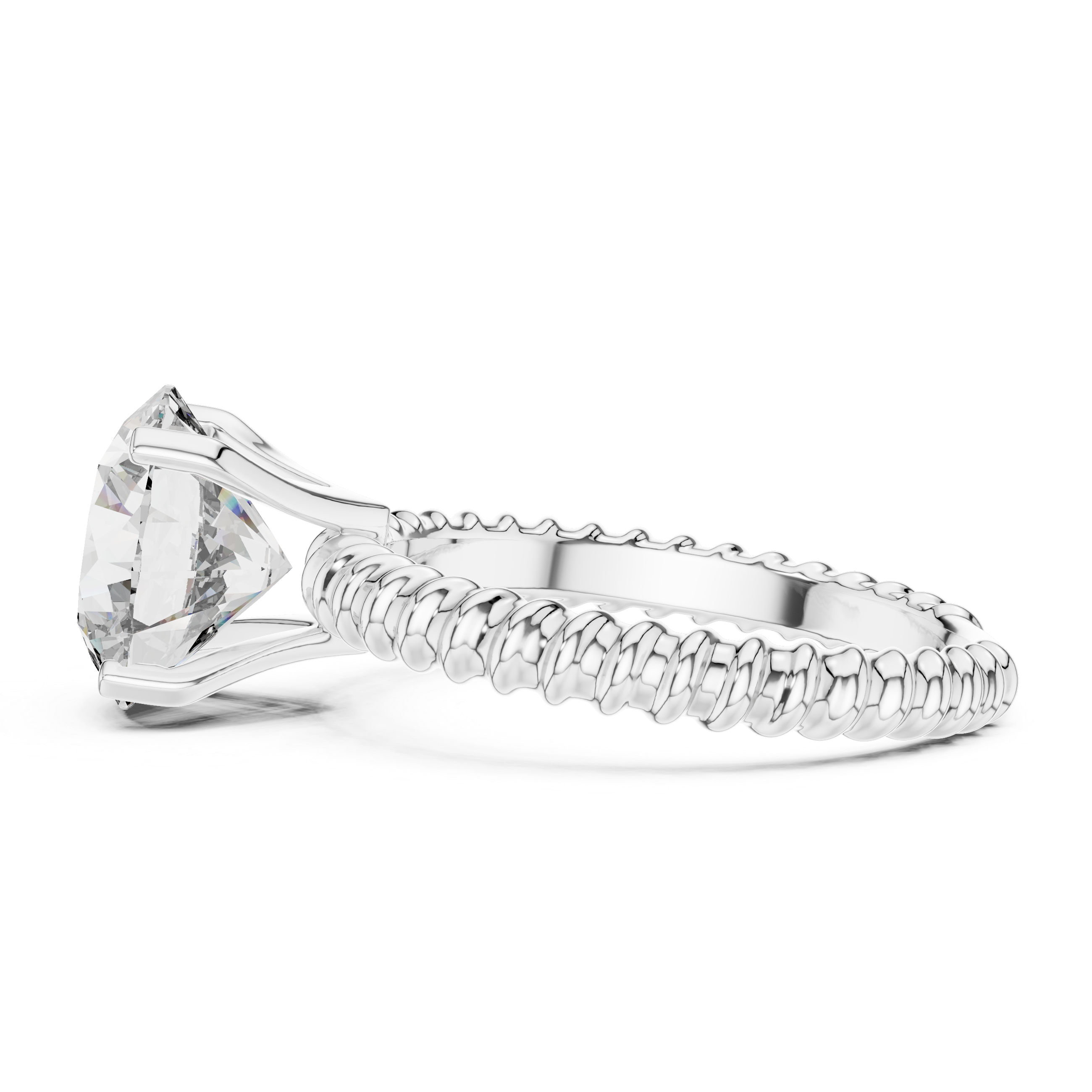 Stylish Textured Band 2.8 Ct Round Diamond Ring for Women