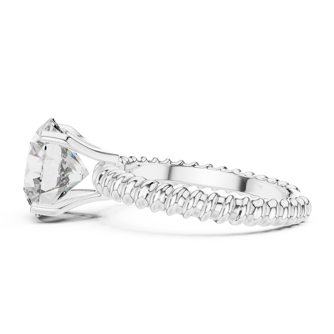 Stylish Textured Band 2.8 Ct Round Diamond Ring for Women