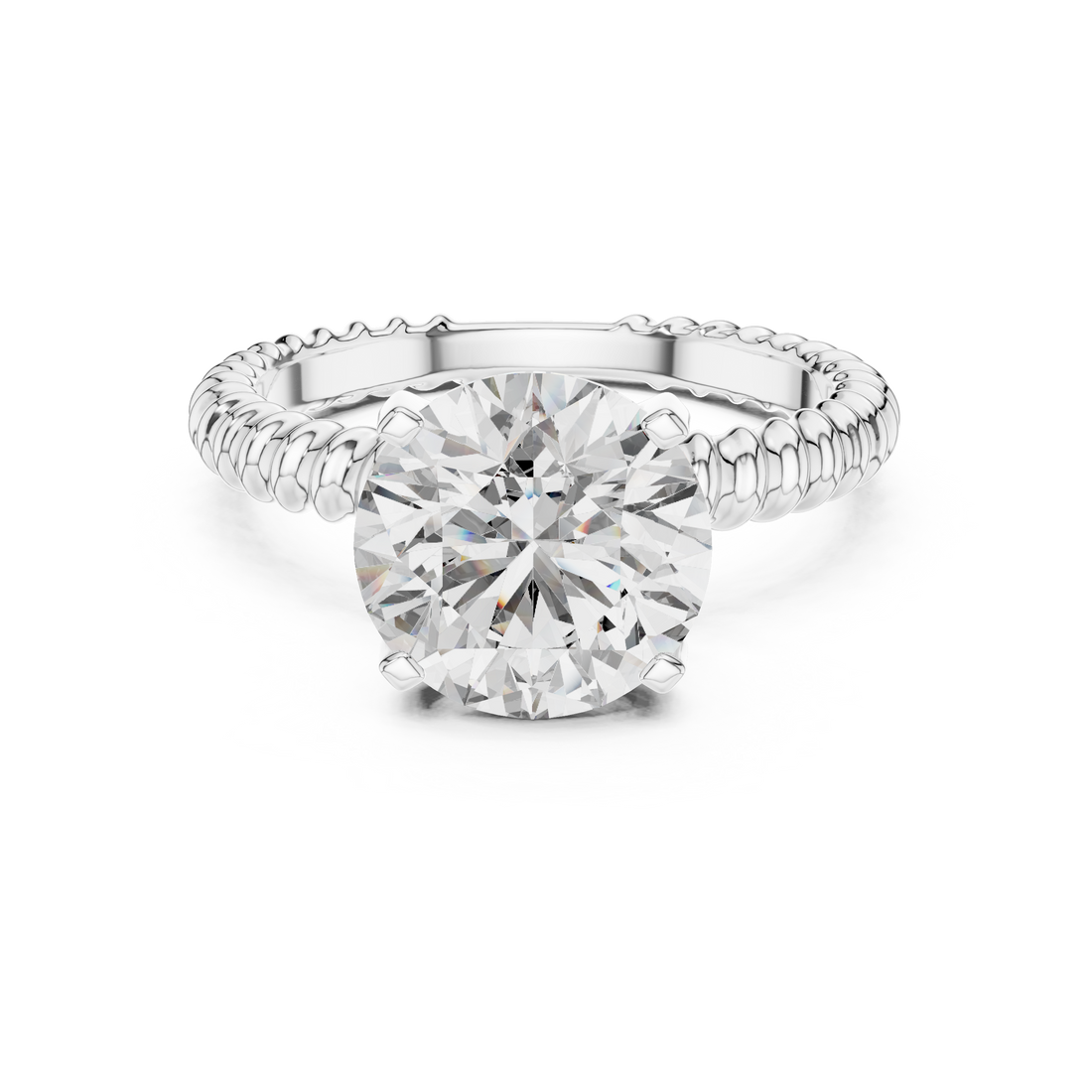 Stylish Textured Band 2.8 Ct Round Diamond Ring for Women