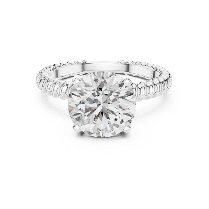 Stylish Textured Band 2.8 Ct Round Diamond Ring for Women