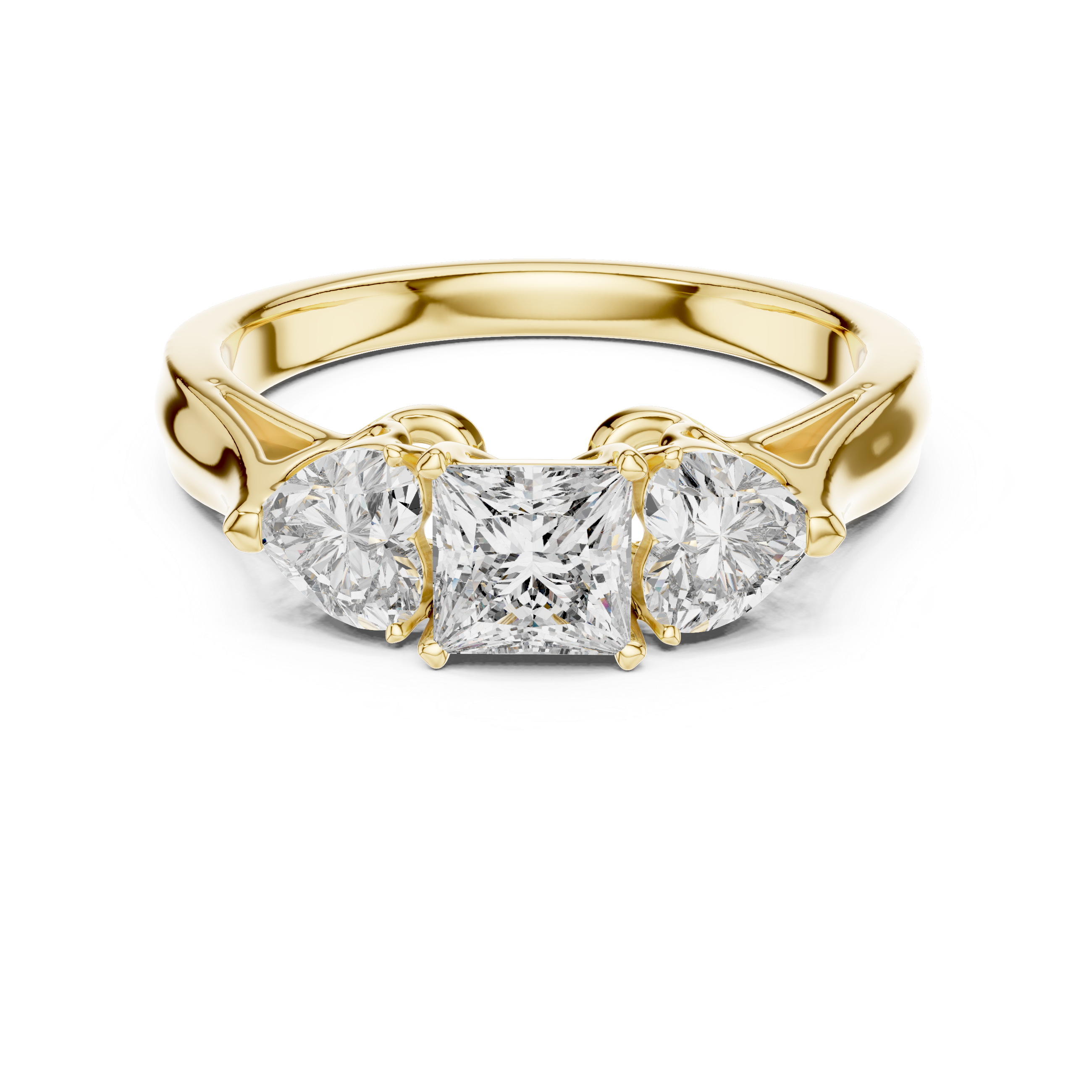 Designer Three Stone Diamond Ring with Floral Detailing