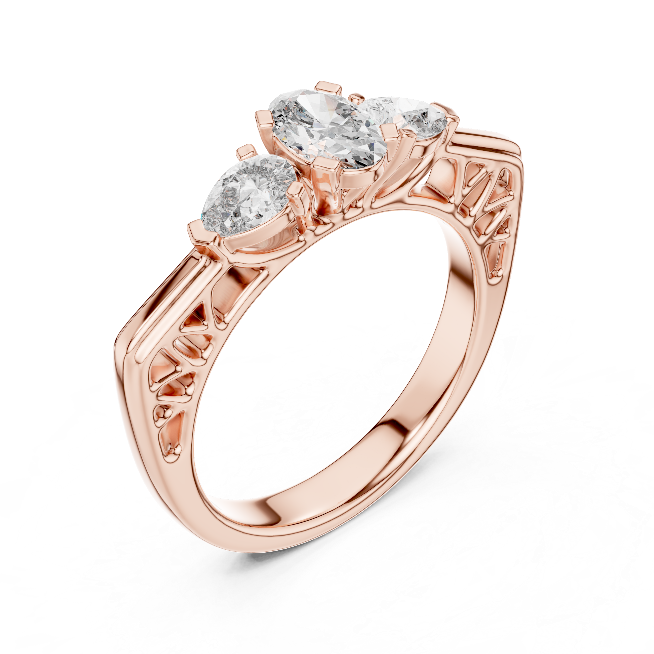 Vintage Style Oval Center Diamond Ring
