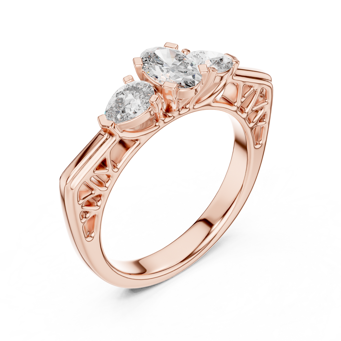 Vintage Style Oval Center Diamond Ring