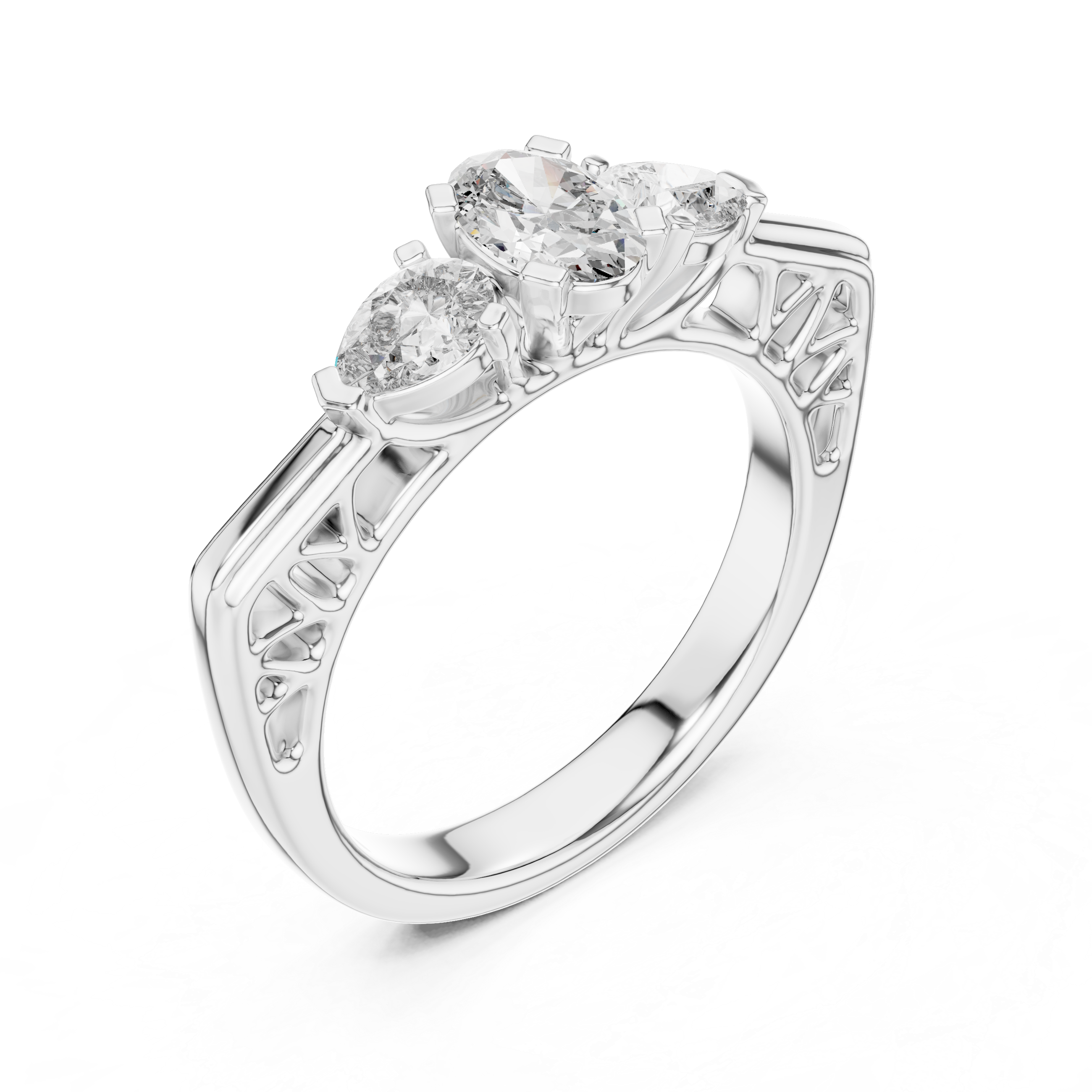 Vintage Style Oval Center Diamond Ring