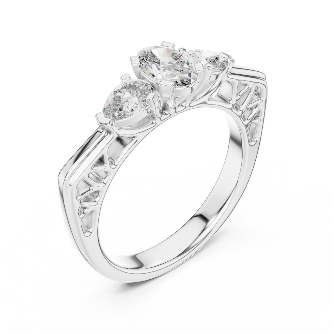 Vintage Style Oval Center Diamond Ring