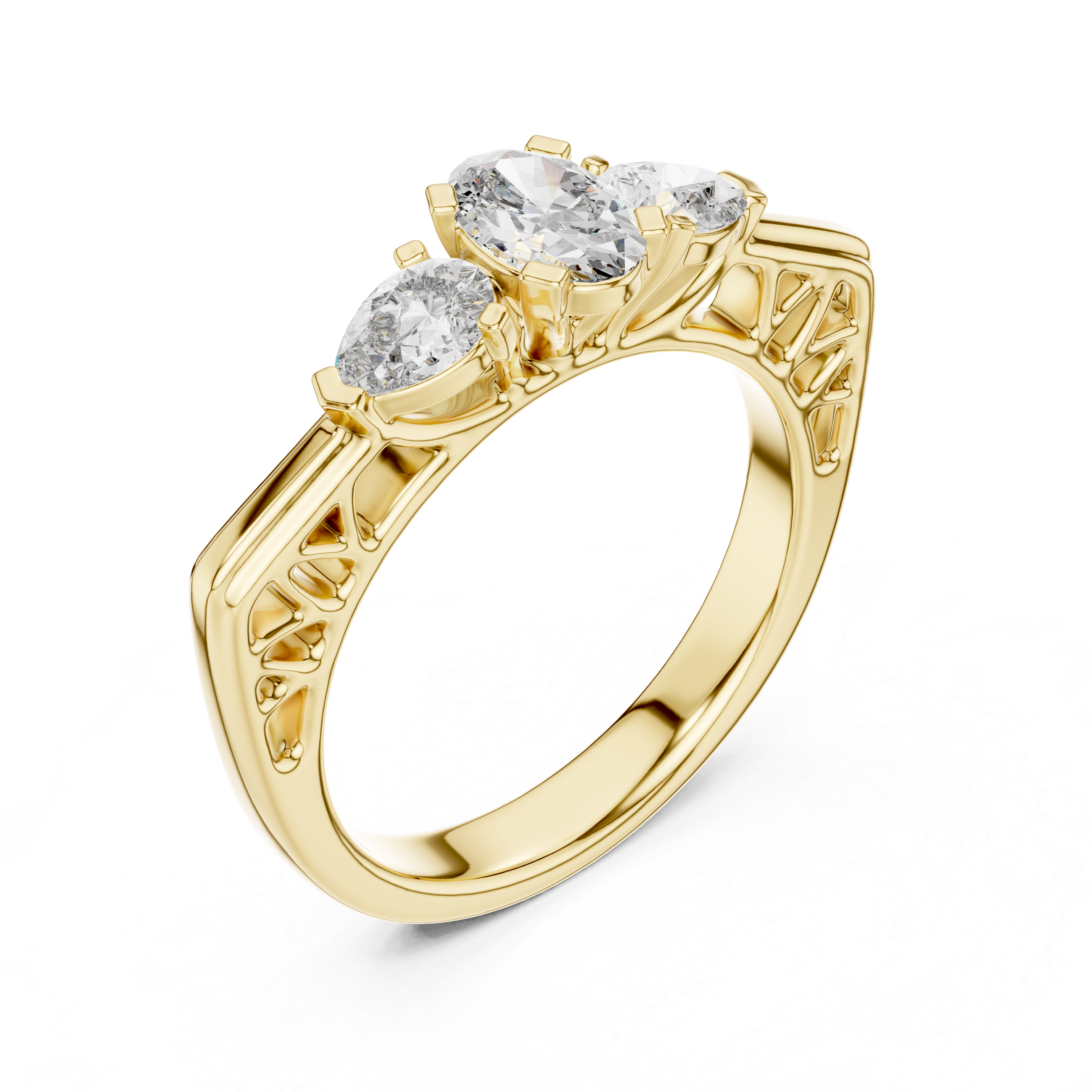 Vintage Style Oval Center Diamond Ring