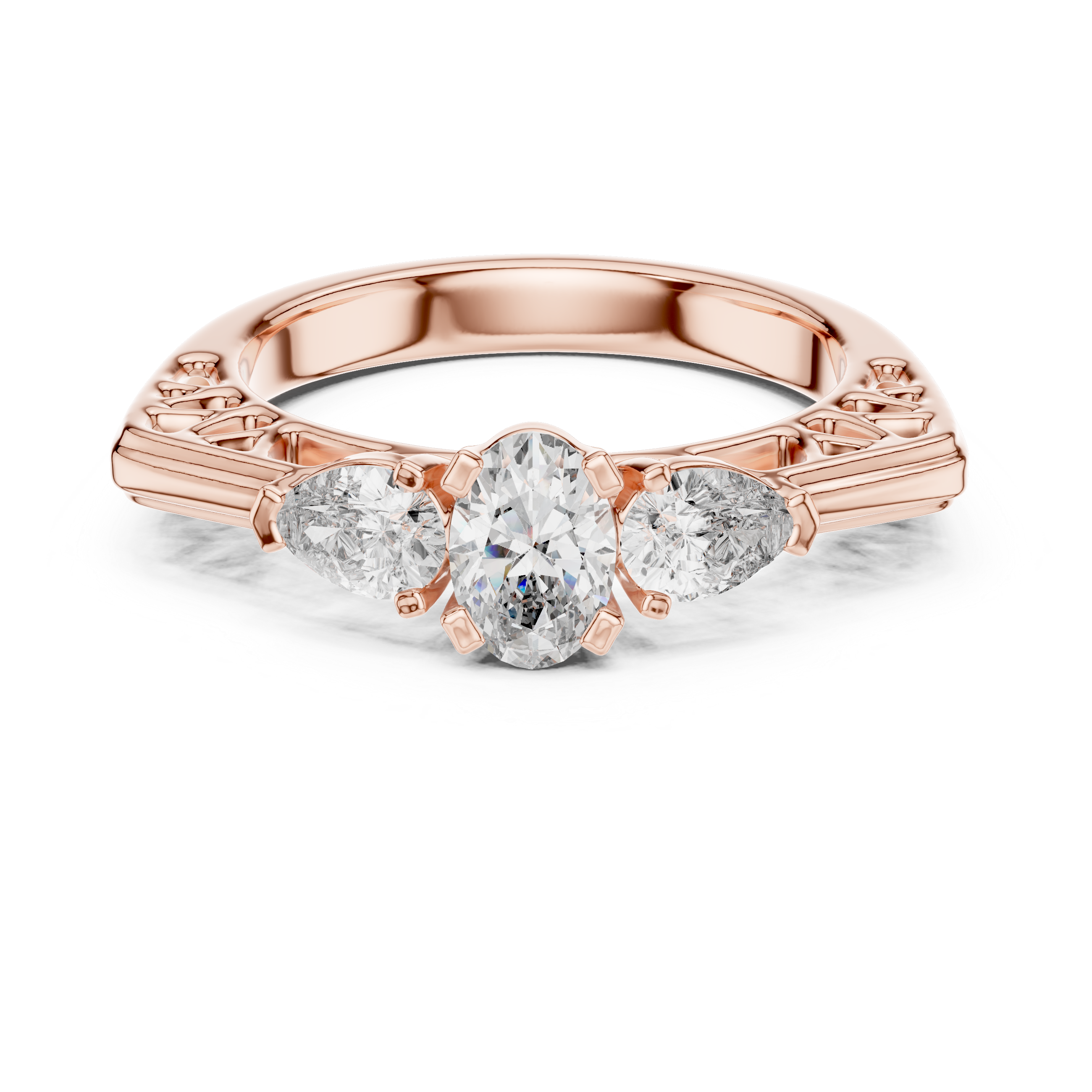 Vintage Style Oval Center Diamond Ring