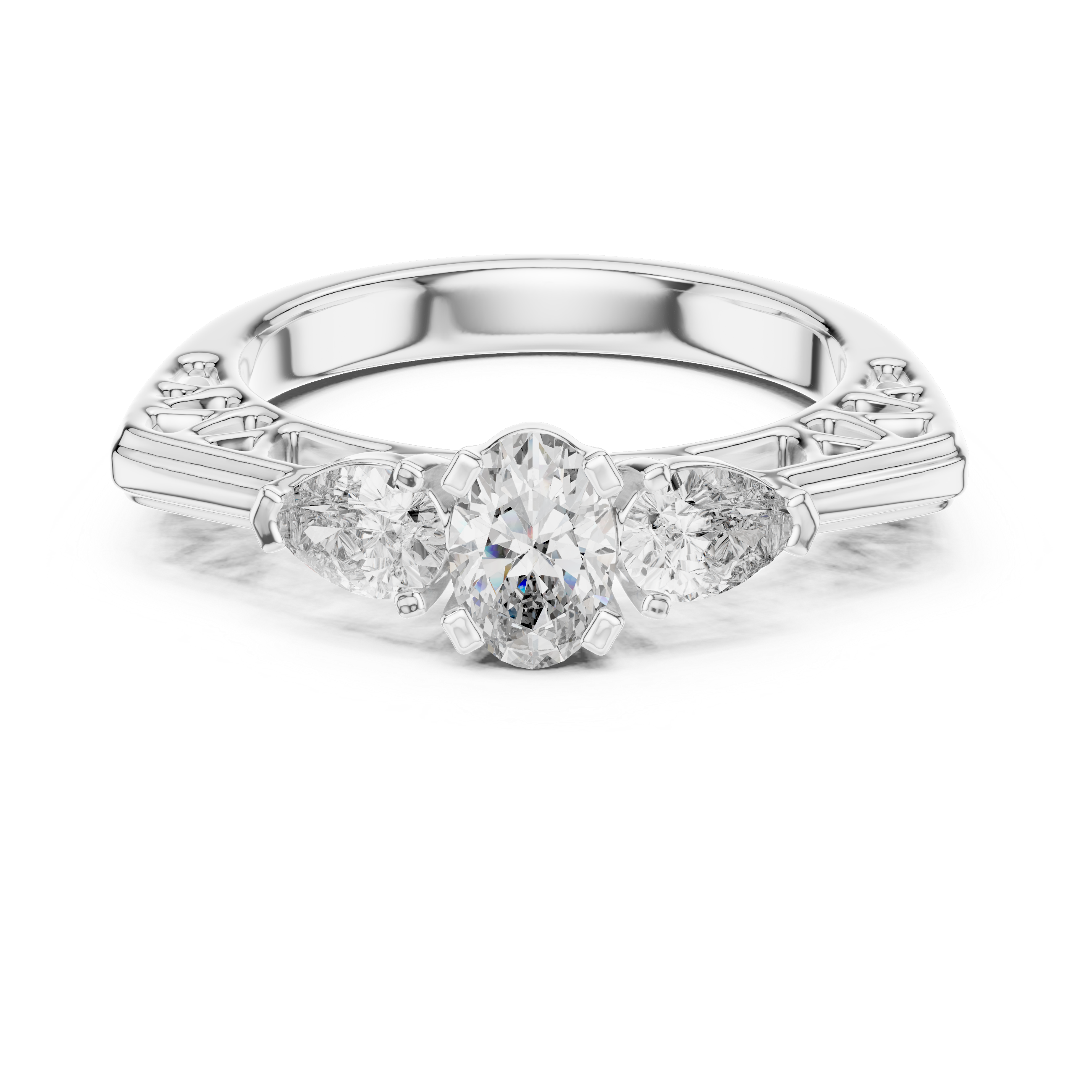 Vintage Style Oval Center Diamond Ring