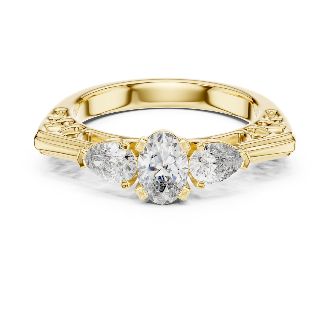 Vintage Style Oval Center Diamond Ring