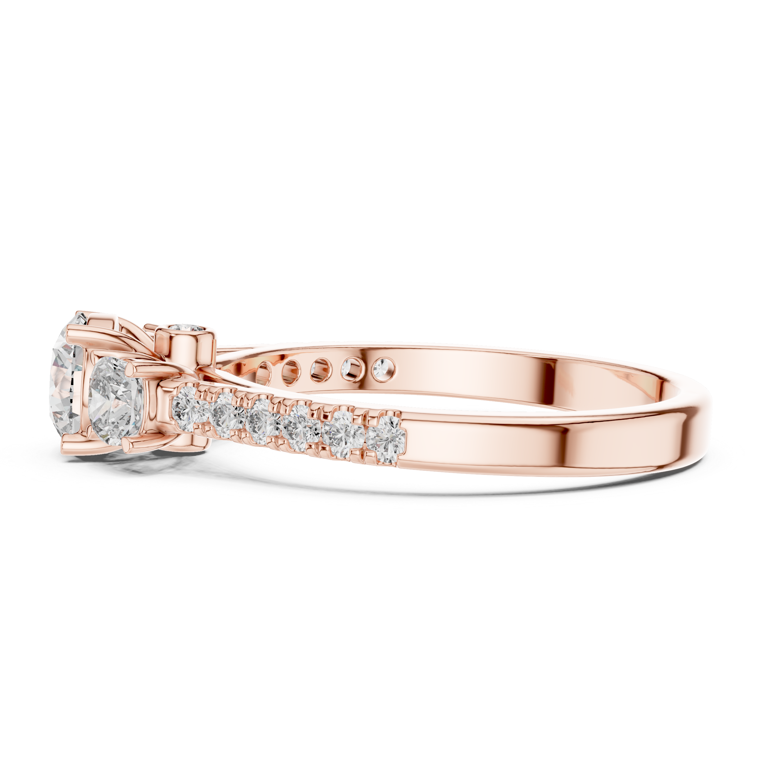 High Shine Round Diamond Ring with Elegant Pavé Setting