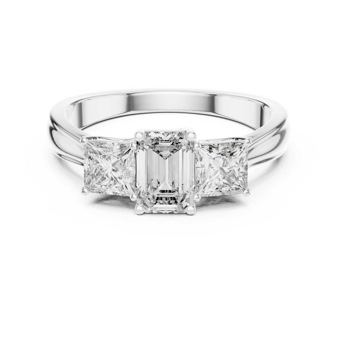 Eternal Emerald & Princess Three-Stone Engagement Ring