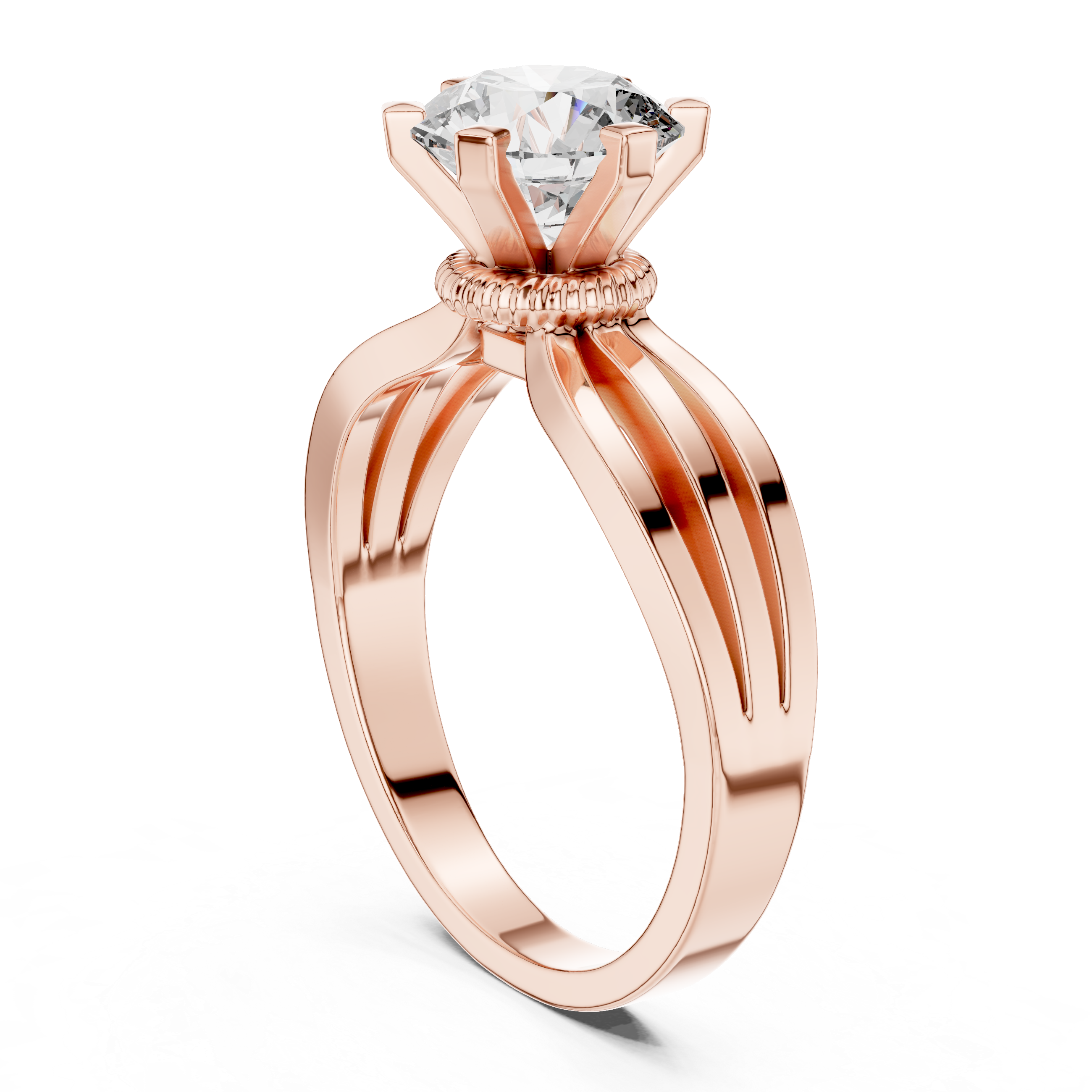 Brilliant Round Diamond Split Shank Ring