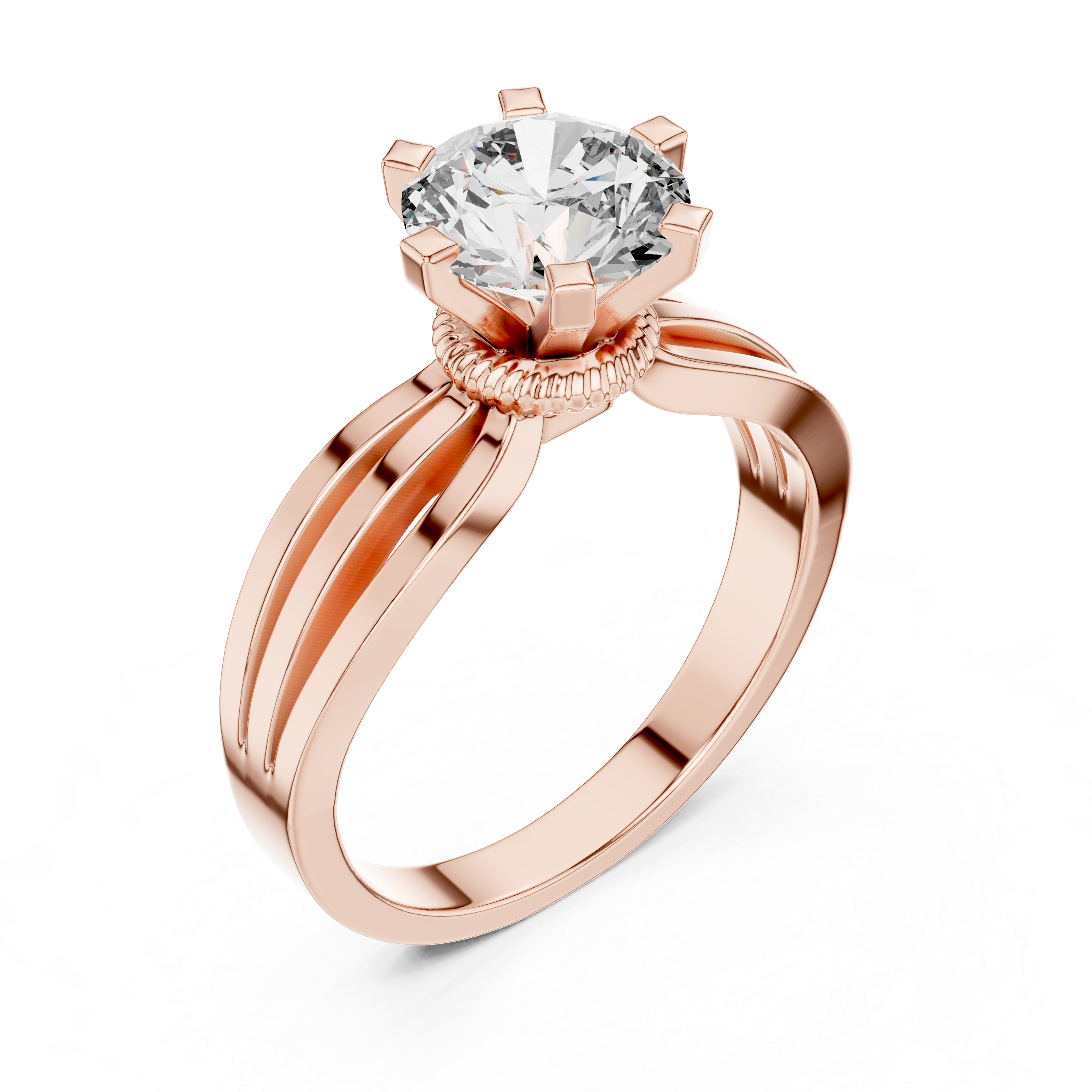 Brilliant Round Diamond Split Shank Ring