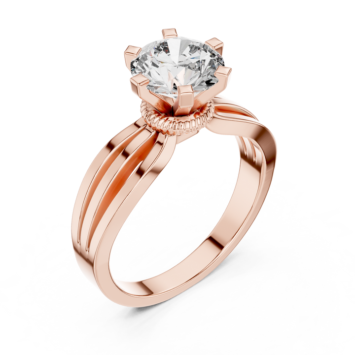 Brilliant Round Diamond Split Shank Ring
