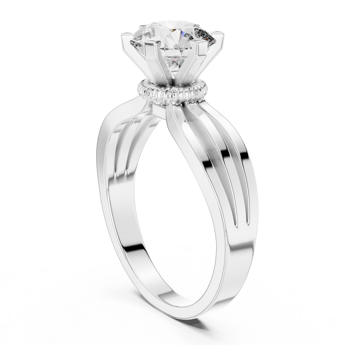 Brilliant Round Diamond Split Shank Ring
