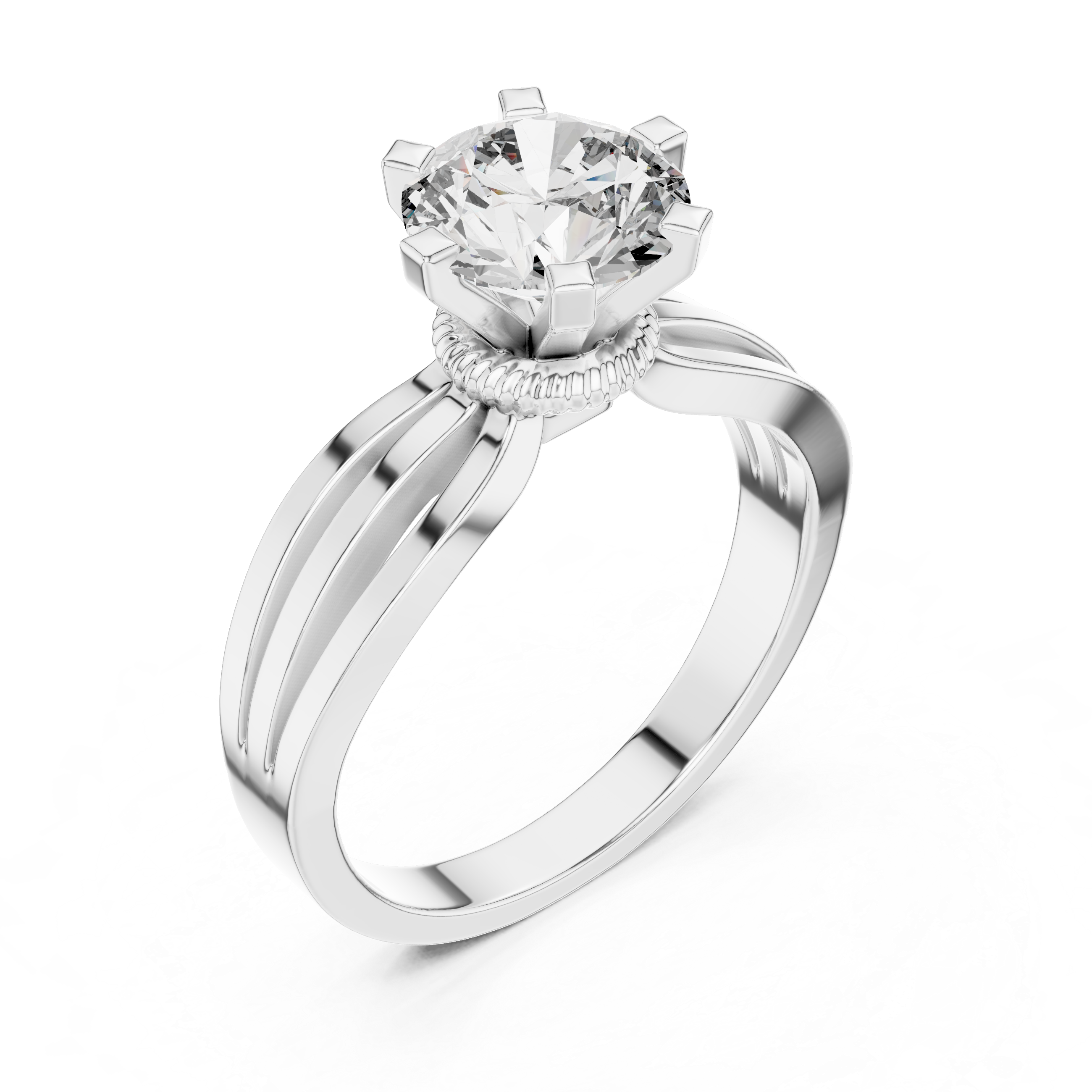 Brilliant Round Diamond Split Shank Ring