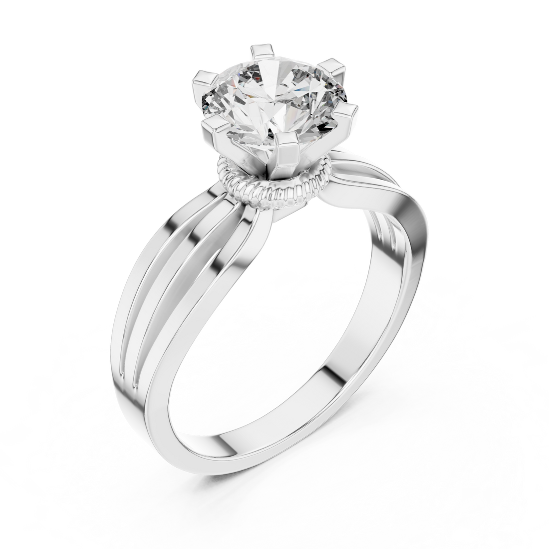 Brilliant Round Diamond Split Shank Ring