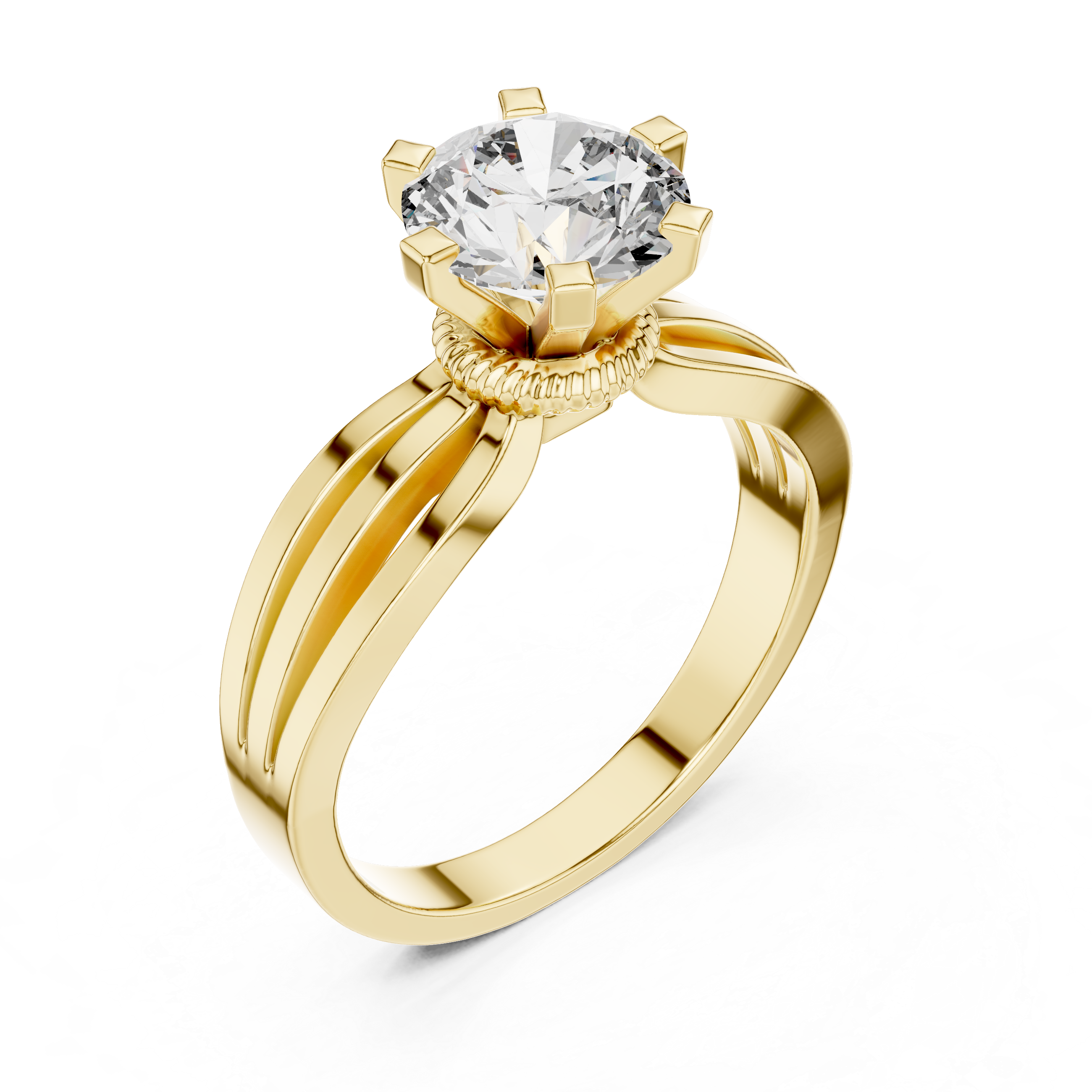 Brilliant Round Diamond Split Shank Ring