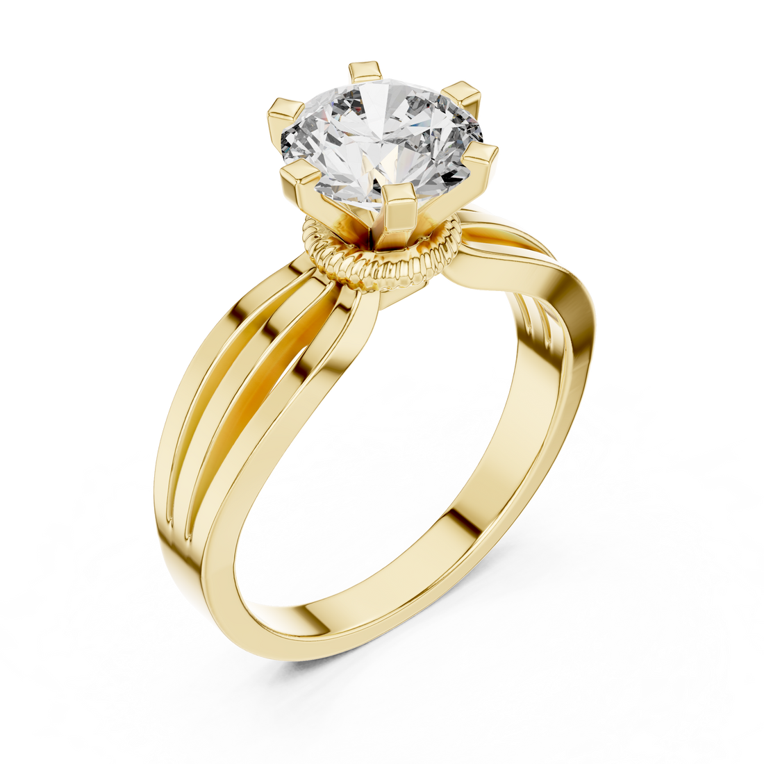 Brilliant Round Diamond Split Shank Ring