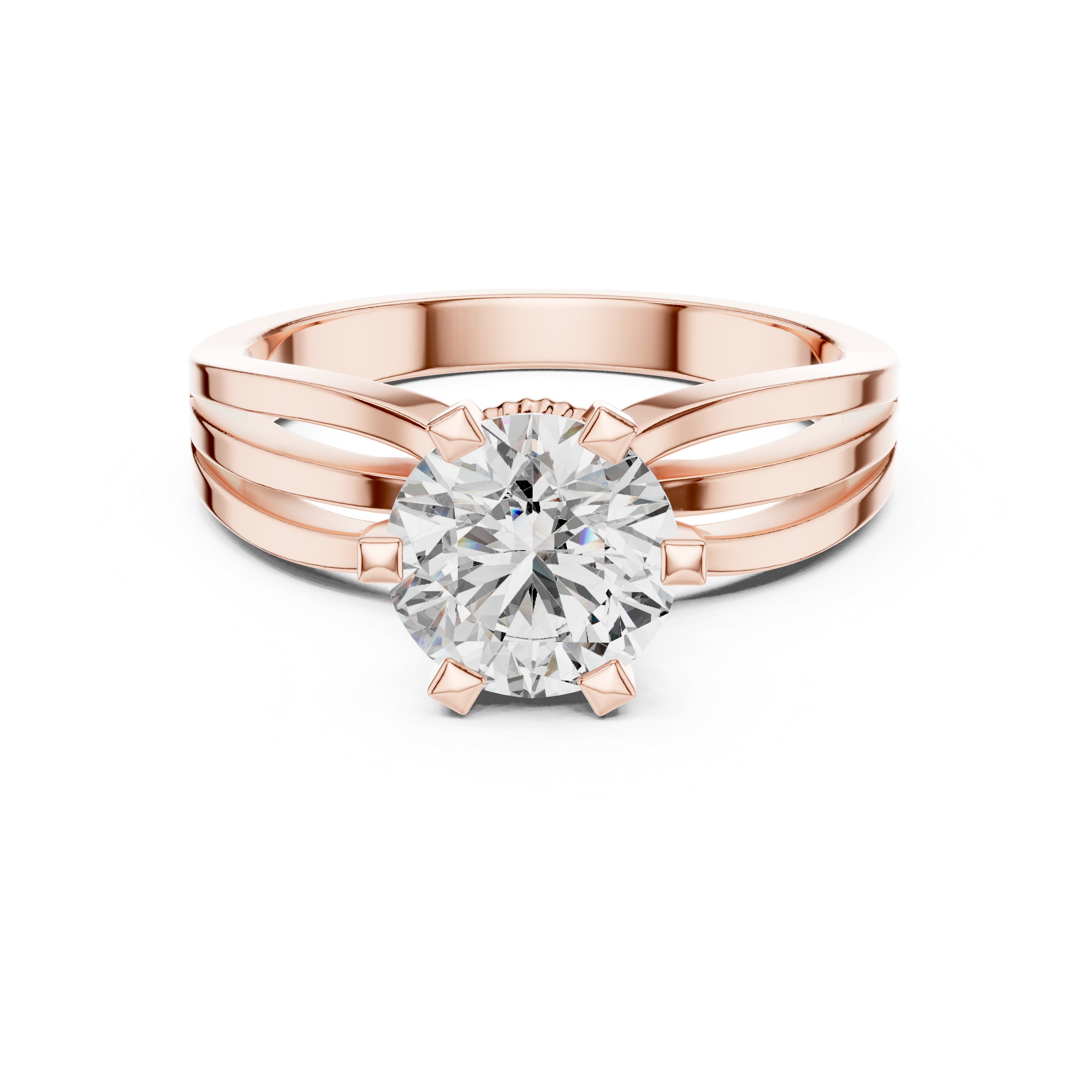 Brilliant Round Diamond Split Shank Ring