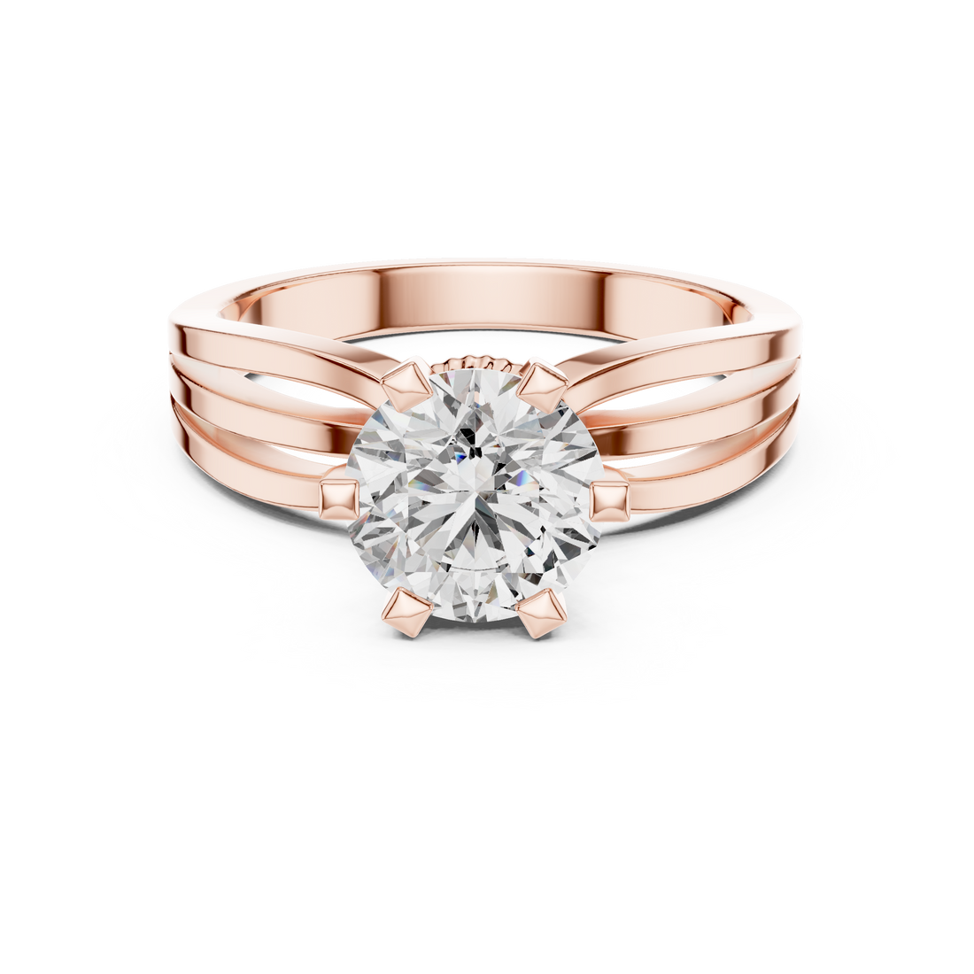 Brilliant Round Diamond Split Shank Ring