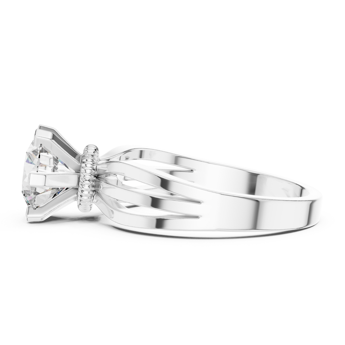 Brilliant Round Diamond Split Shank Ring