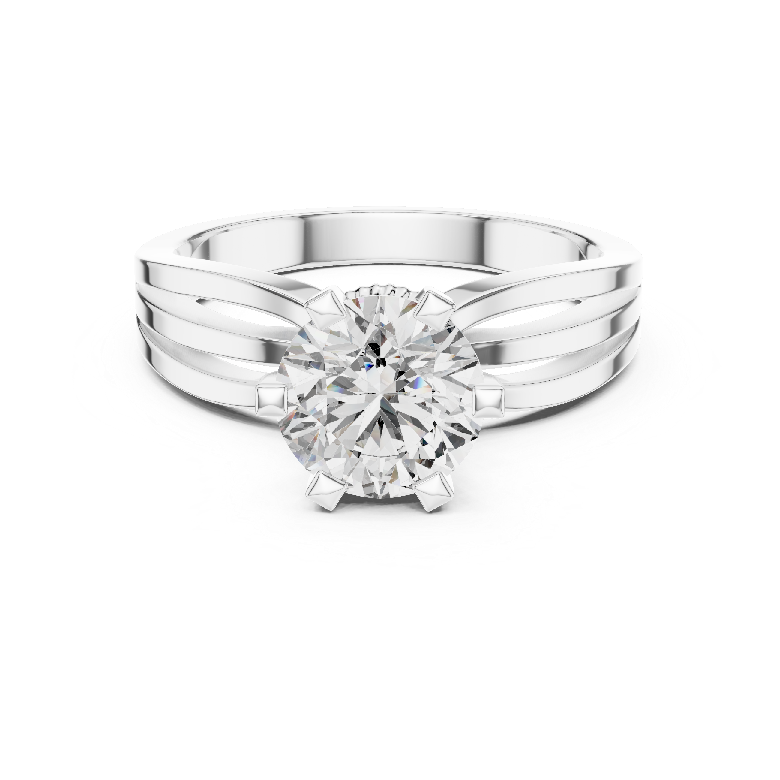 Brilliant Round Diamond Split Shank Ring