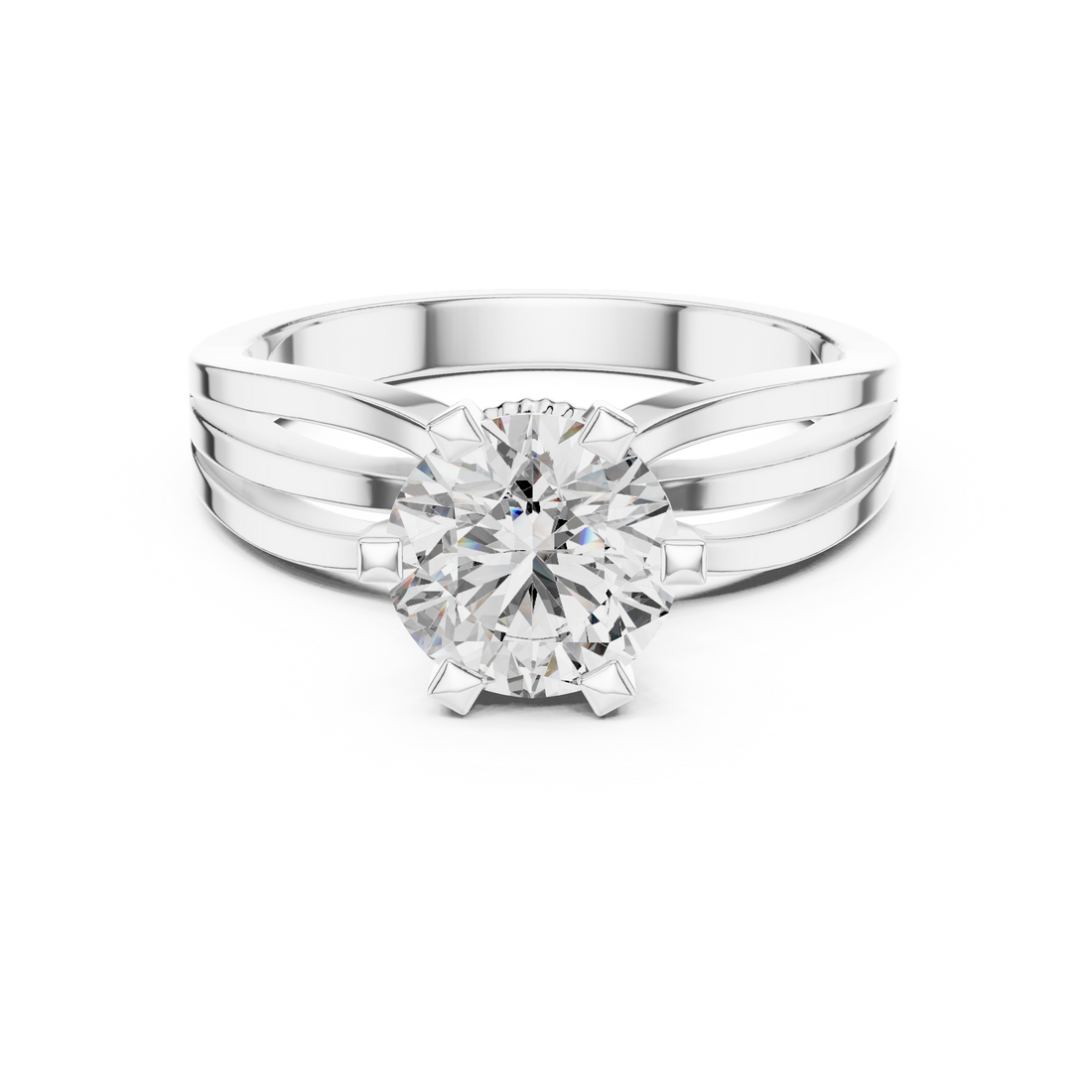 Brilliant Round Diamond Split Shank Ring