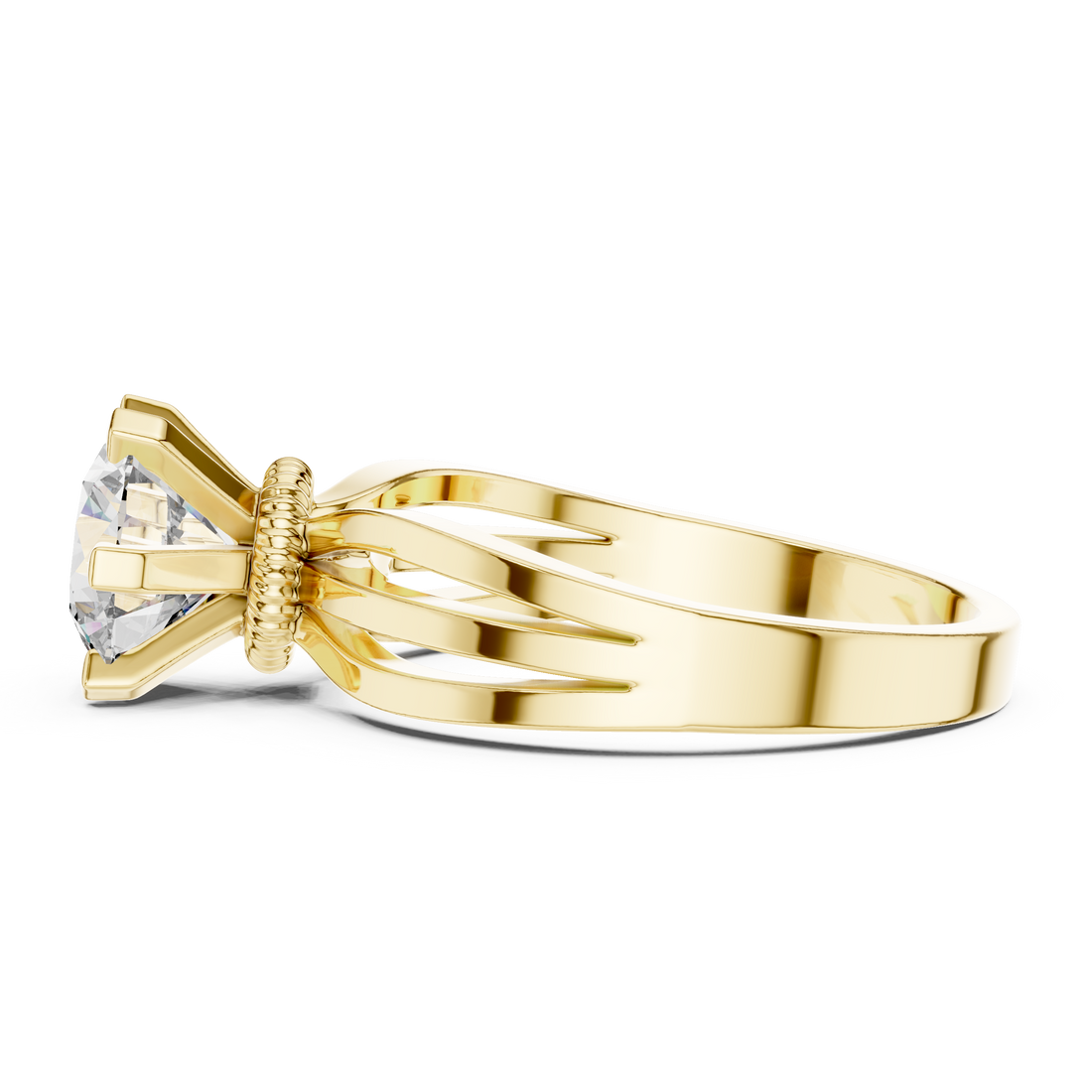 Brilliant Round Diamond Split Shank Ring