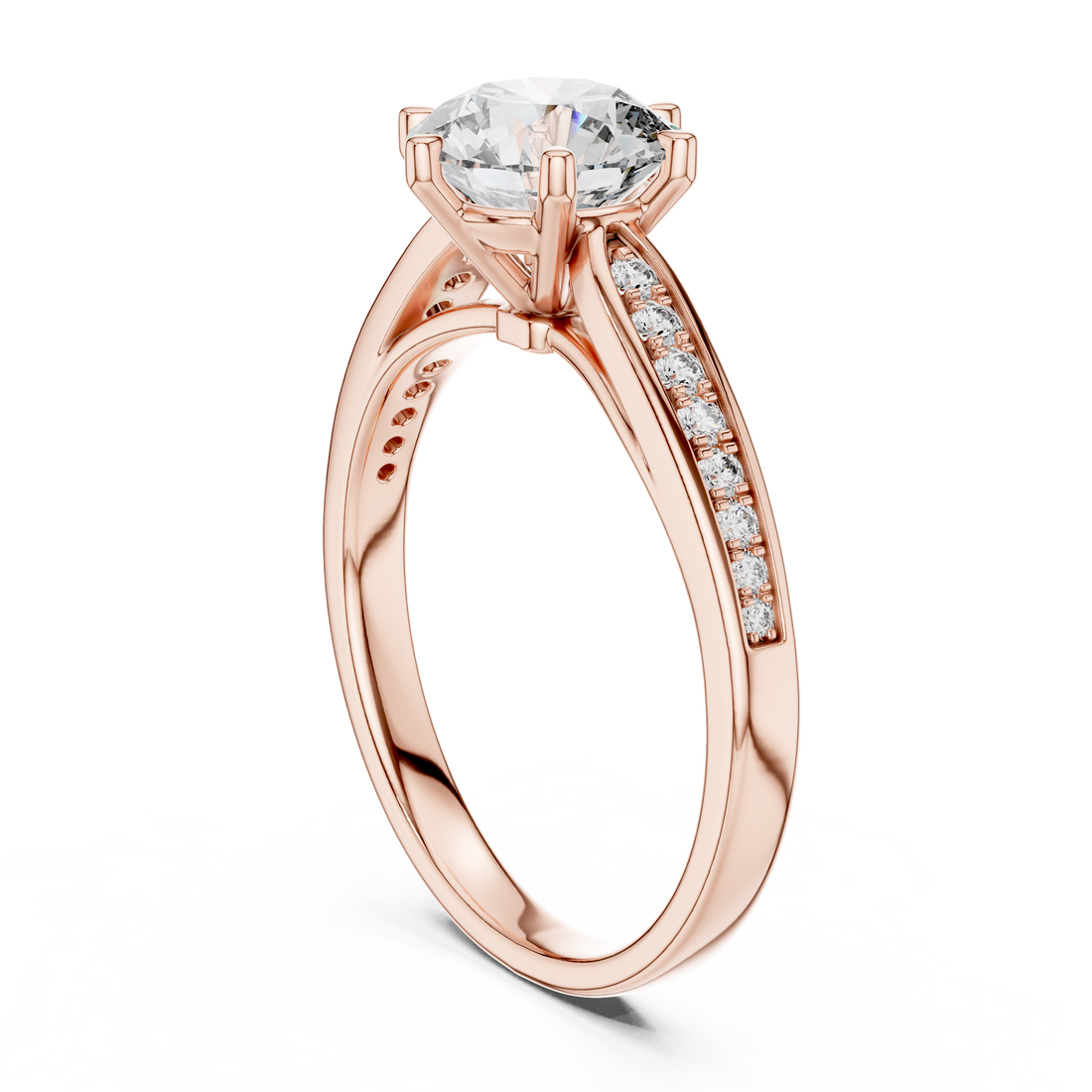 1 Carat Round Gold Solitaire with Prongs 6