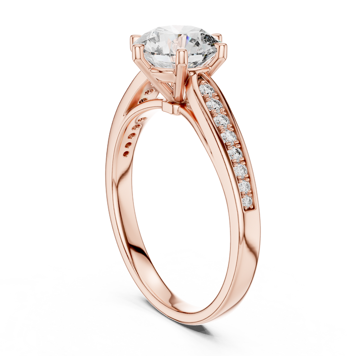 1 Carat Round Gold Solitaire with Prongs 6