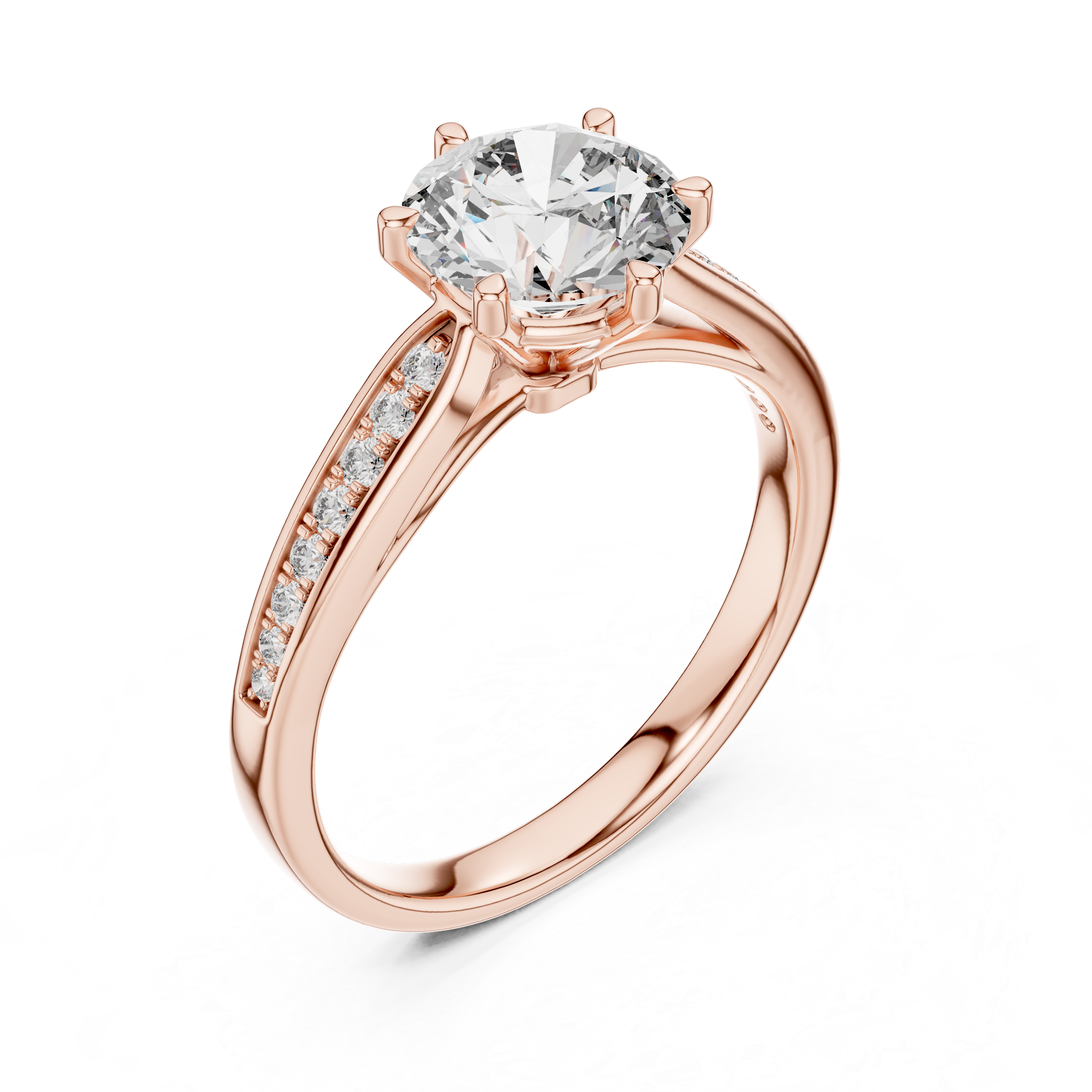 1 Carat Round Gold Solitaire with Prongs 6