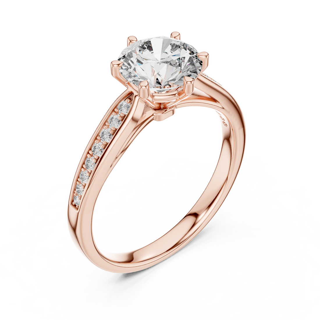1 Carat Round Gold Solitaire with Prongs 6