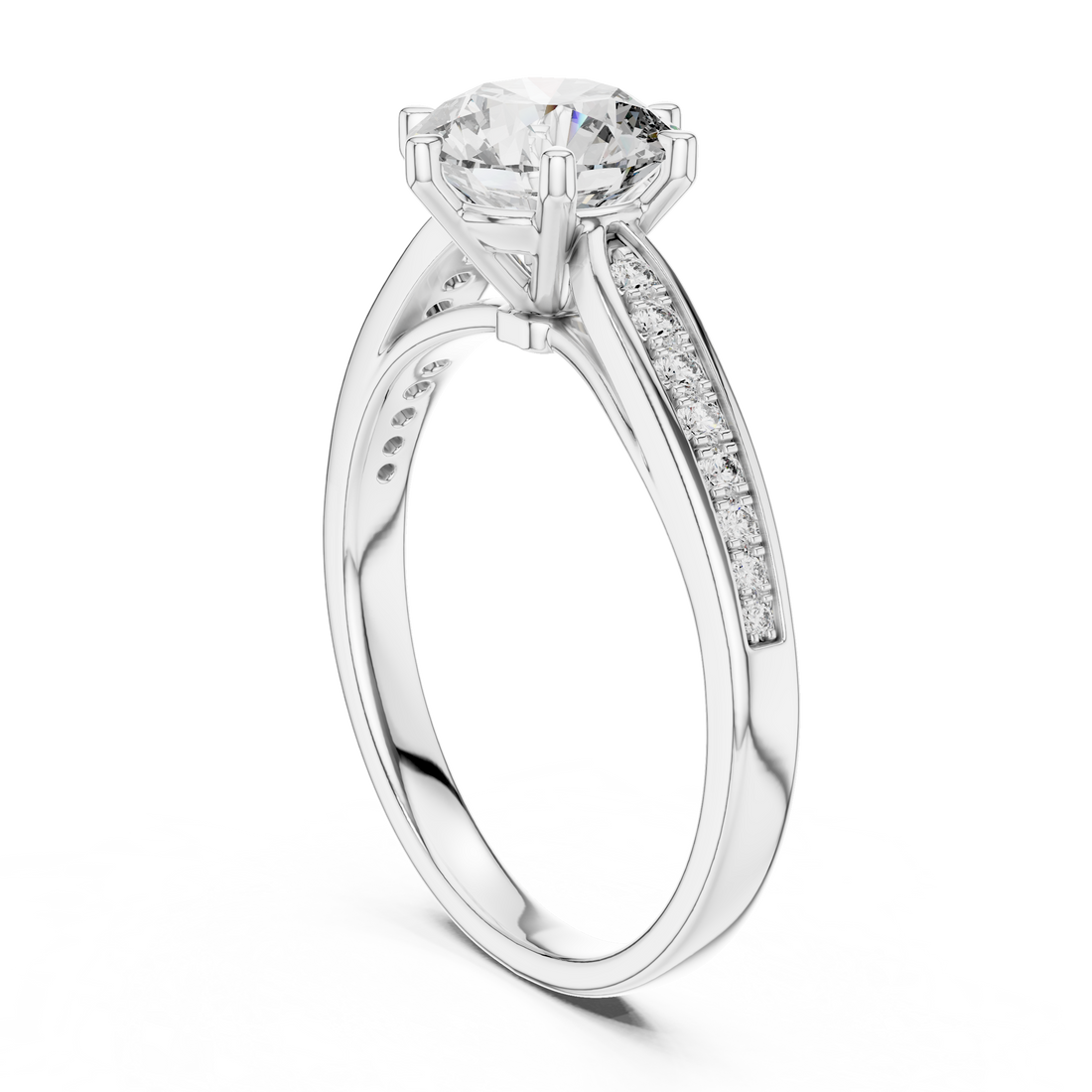 1 Carat Round Gold Solitaire with Prongs 6