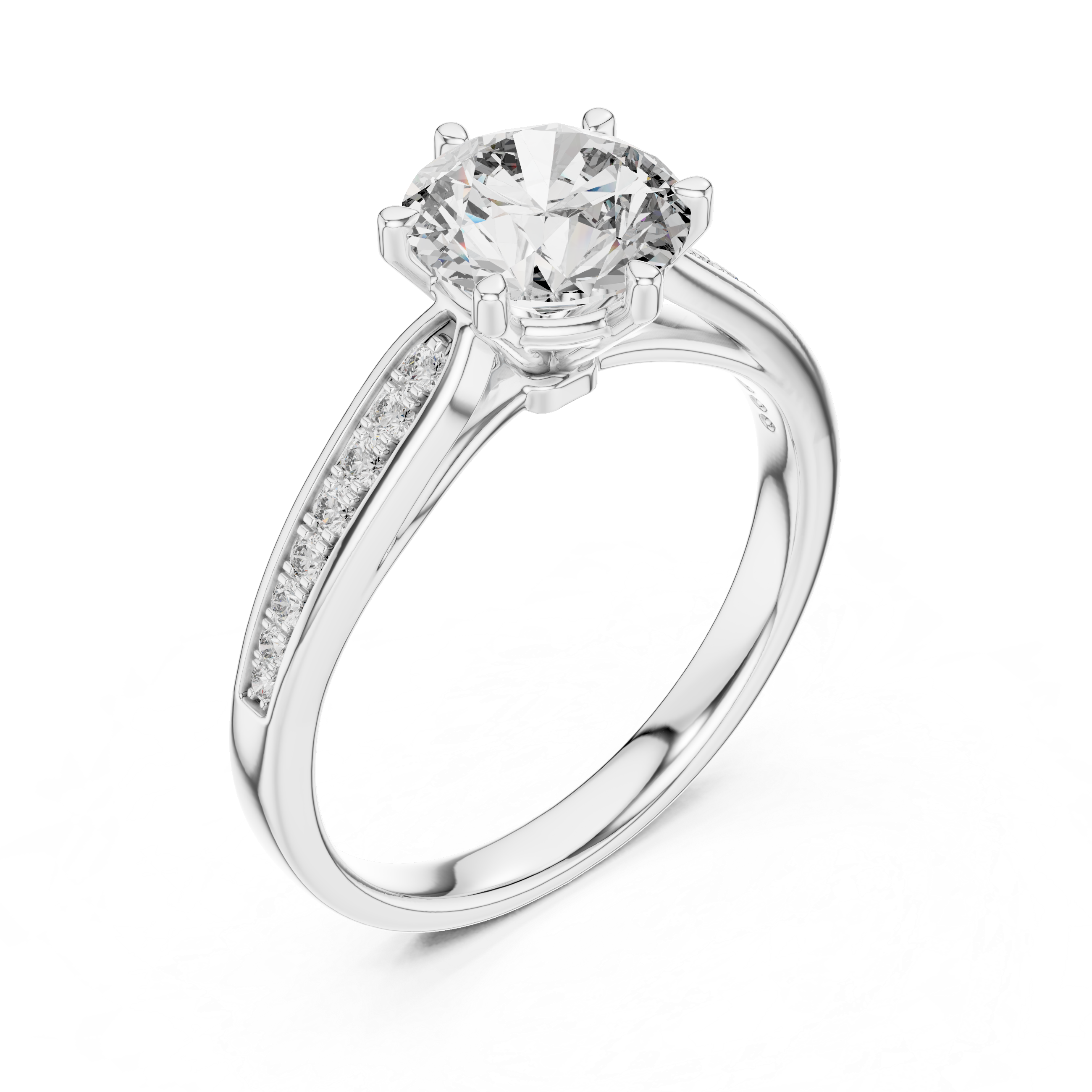 1 Carat Round Gold Solitaire with Prongs 6