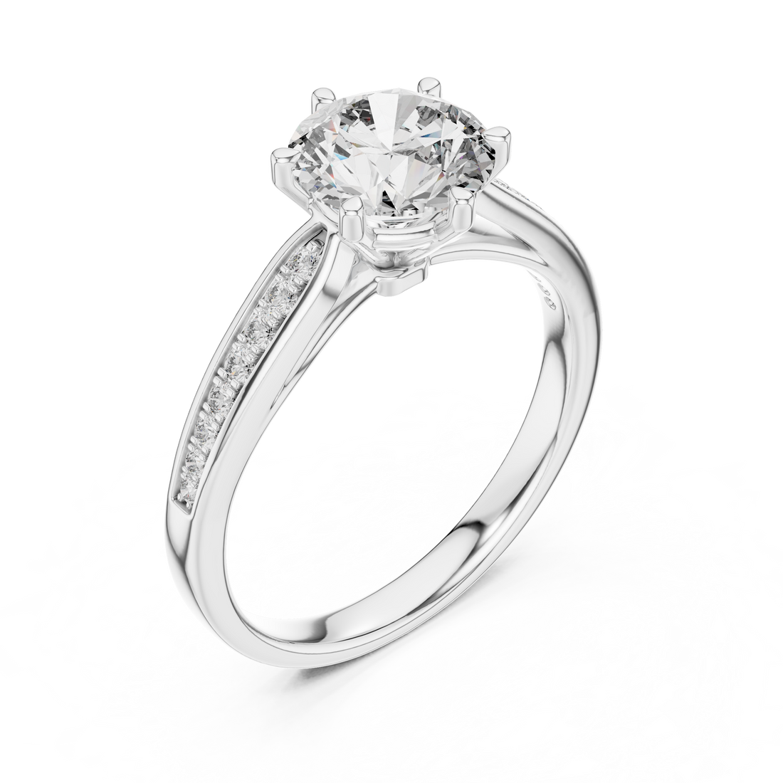 1 Carat Round Gold Solitaire with Prongs 6