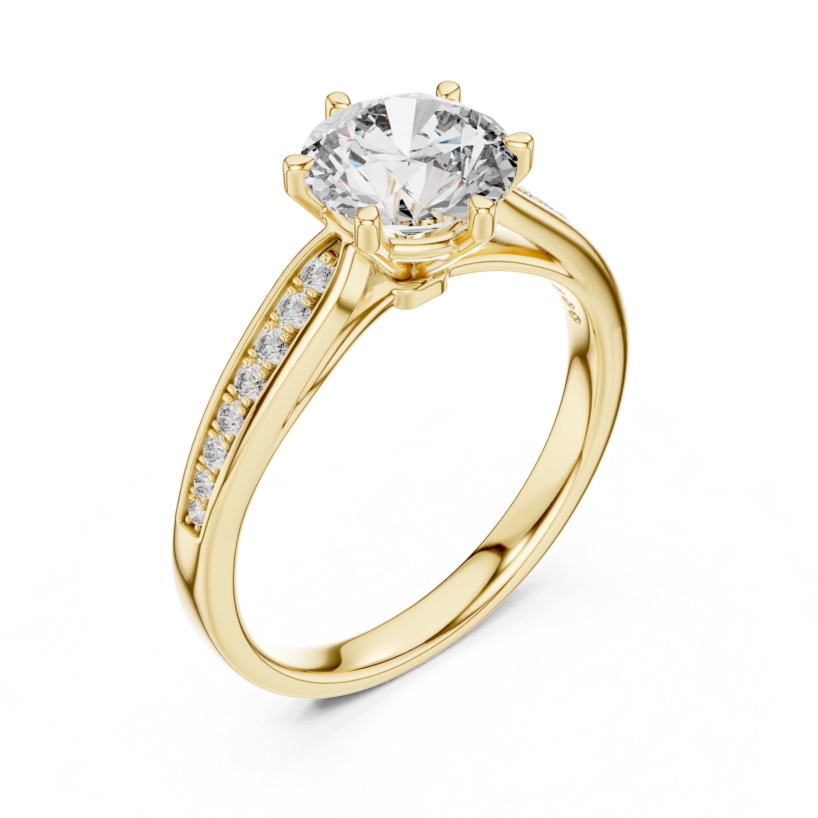 1 Carat Round Gold Solitaire with Prongs 6