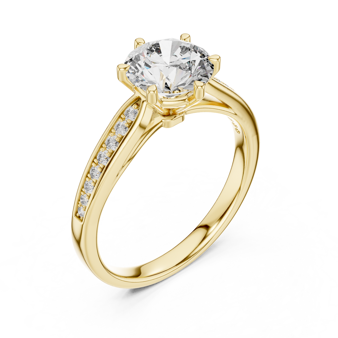 1 Carat Round Gold Solitaire with Prongs 6