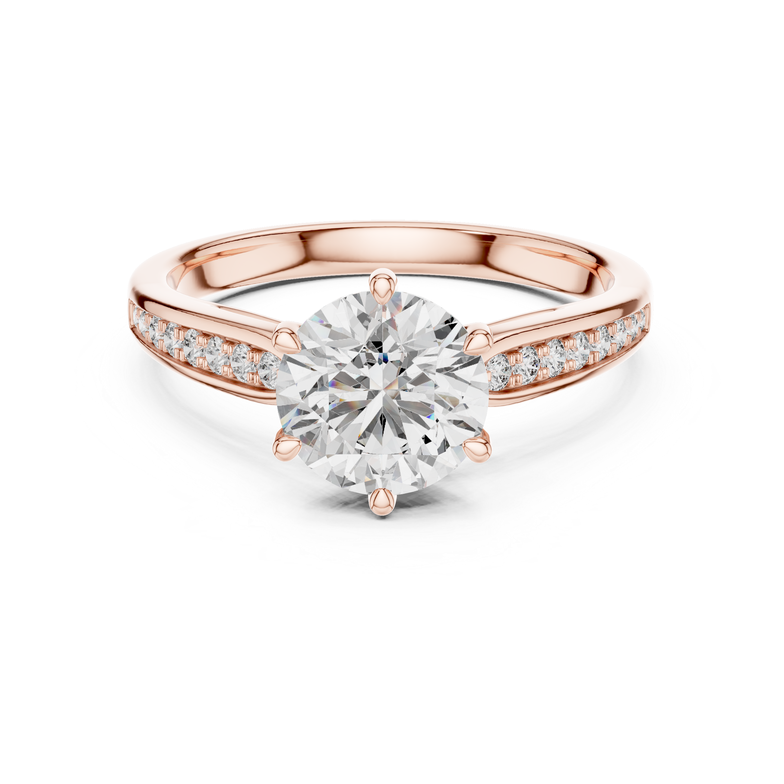 1 Carat Round Gold Solitaire with Prongs 6