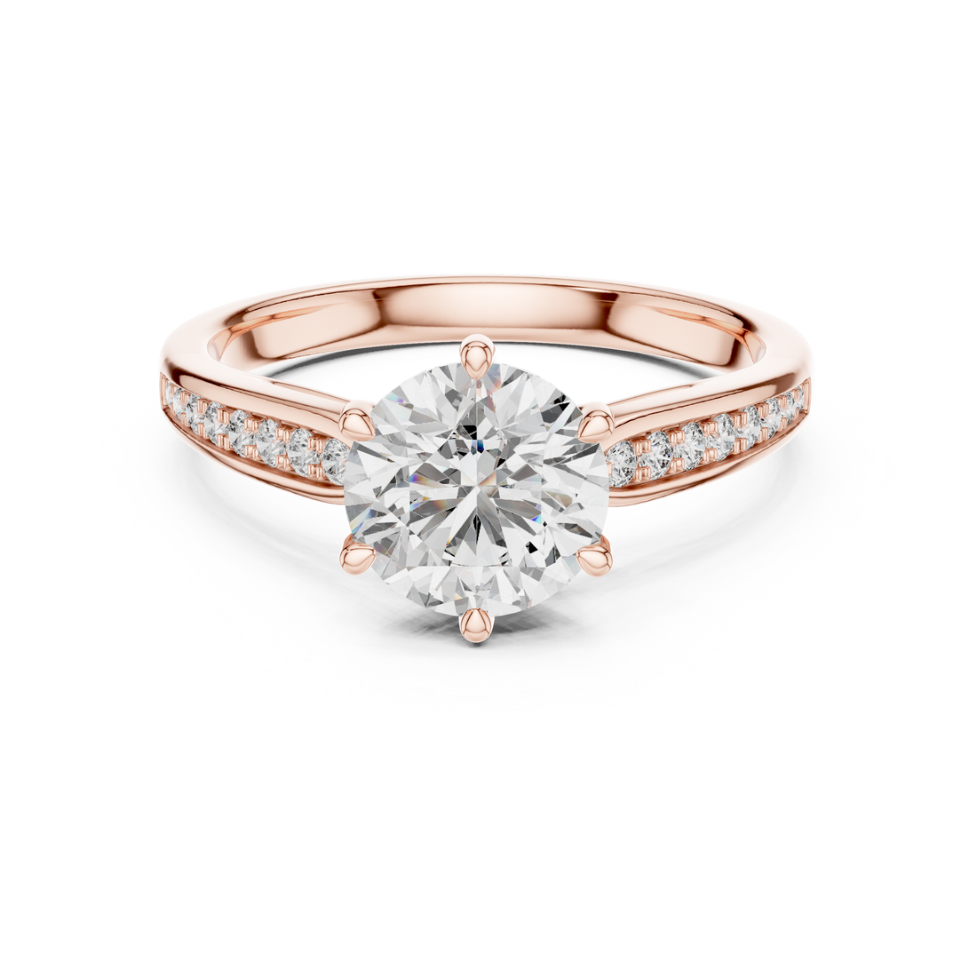 1 Carat Round Gold Solitaire with Prongs 6