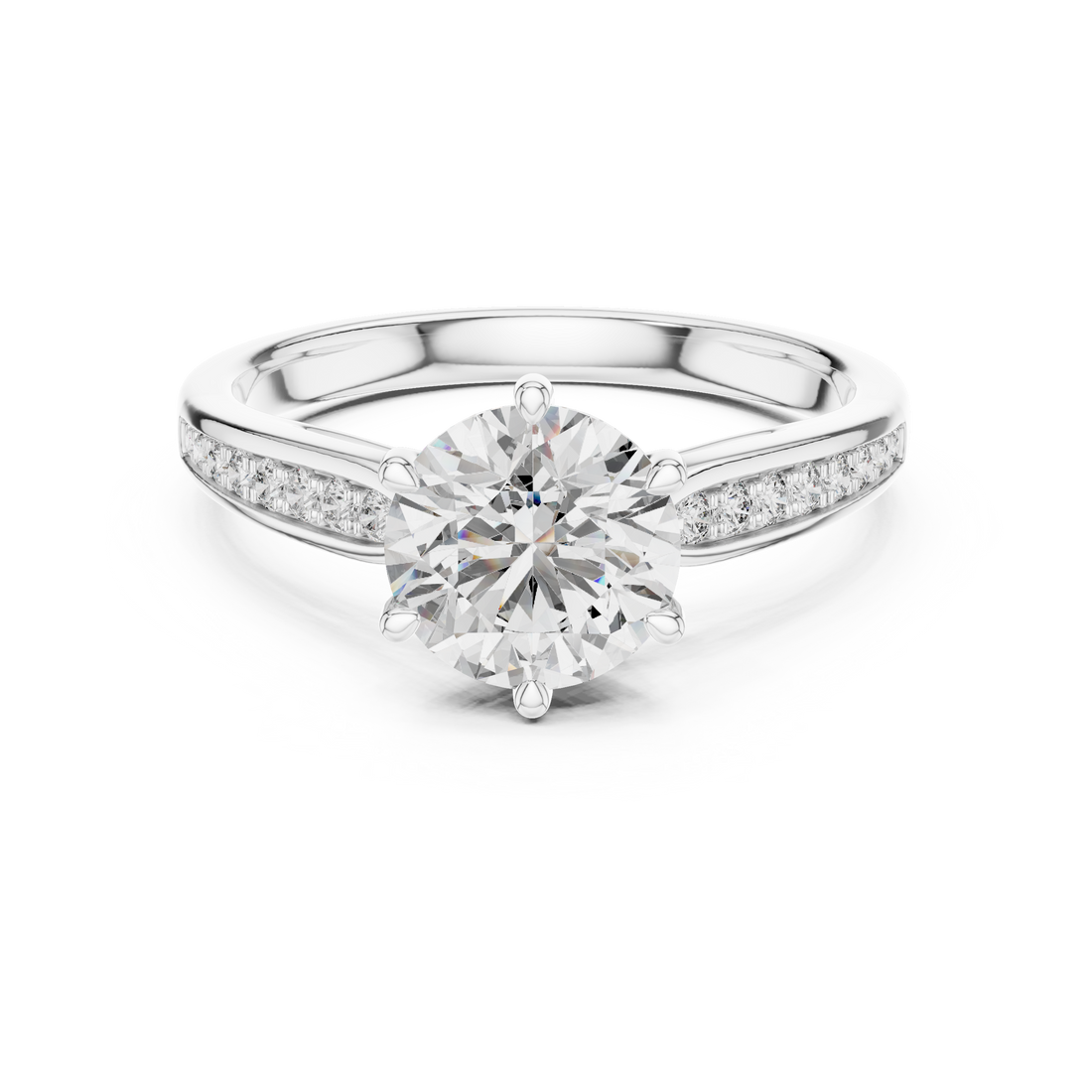 1 Carat Round Gold Solitaire with Prongs 6
