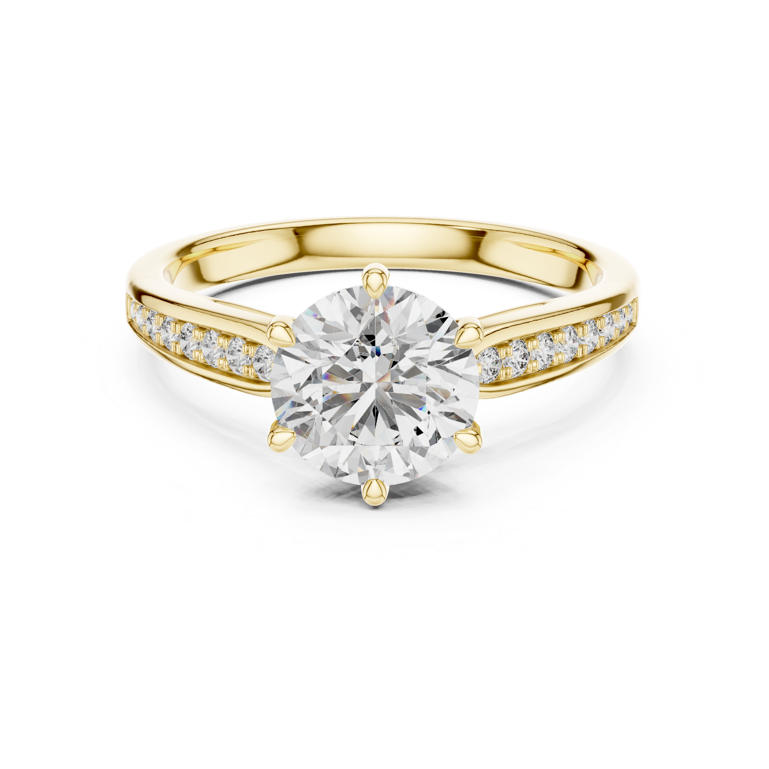 1 Carat Round Gold Solitaire with Prongs 6