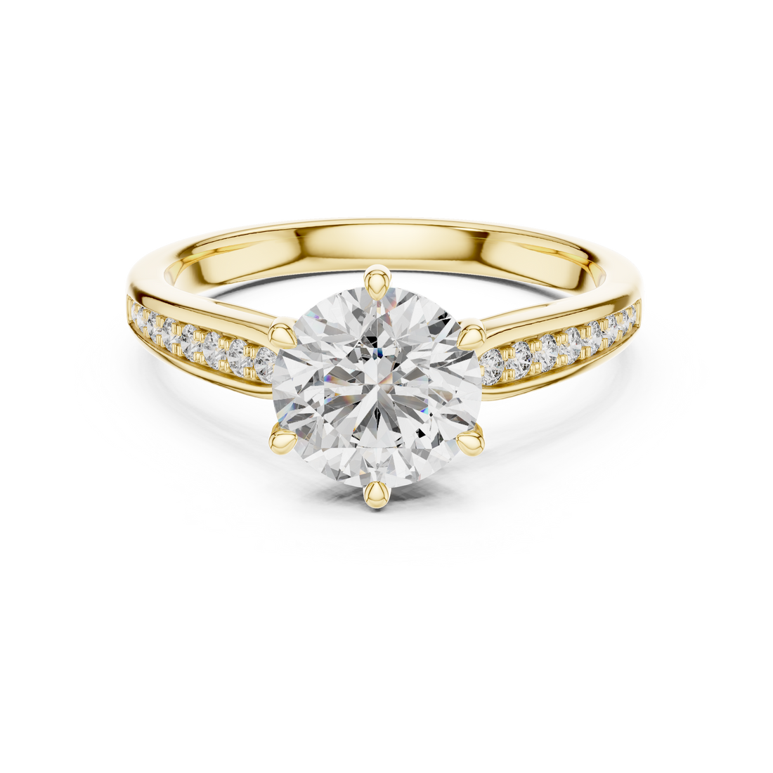 1 Carat Round Gold Solitaire with Prongs 6