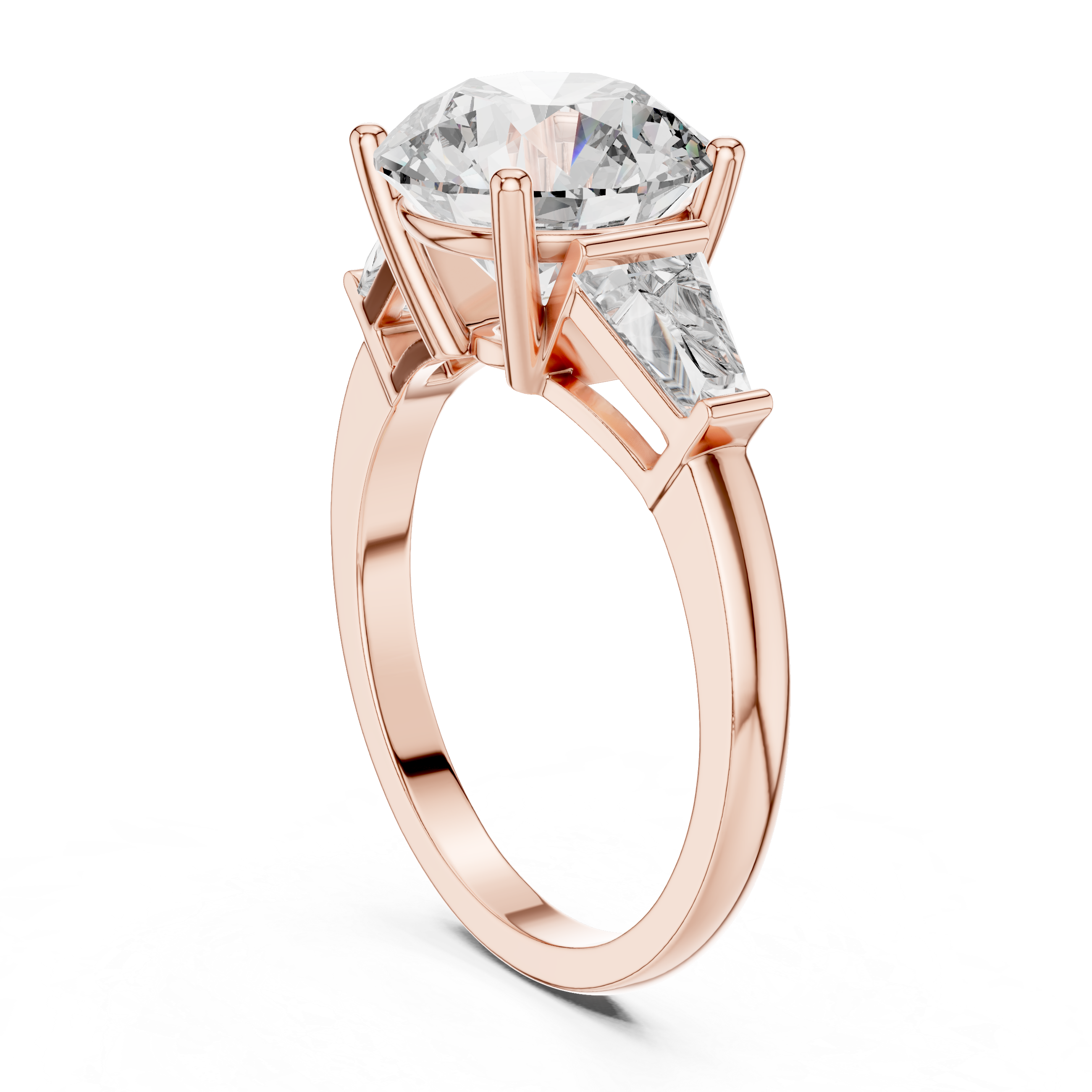 Luxury Round Diamond with Side Stones Ring