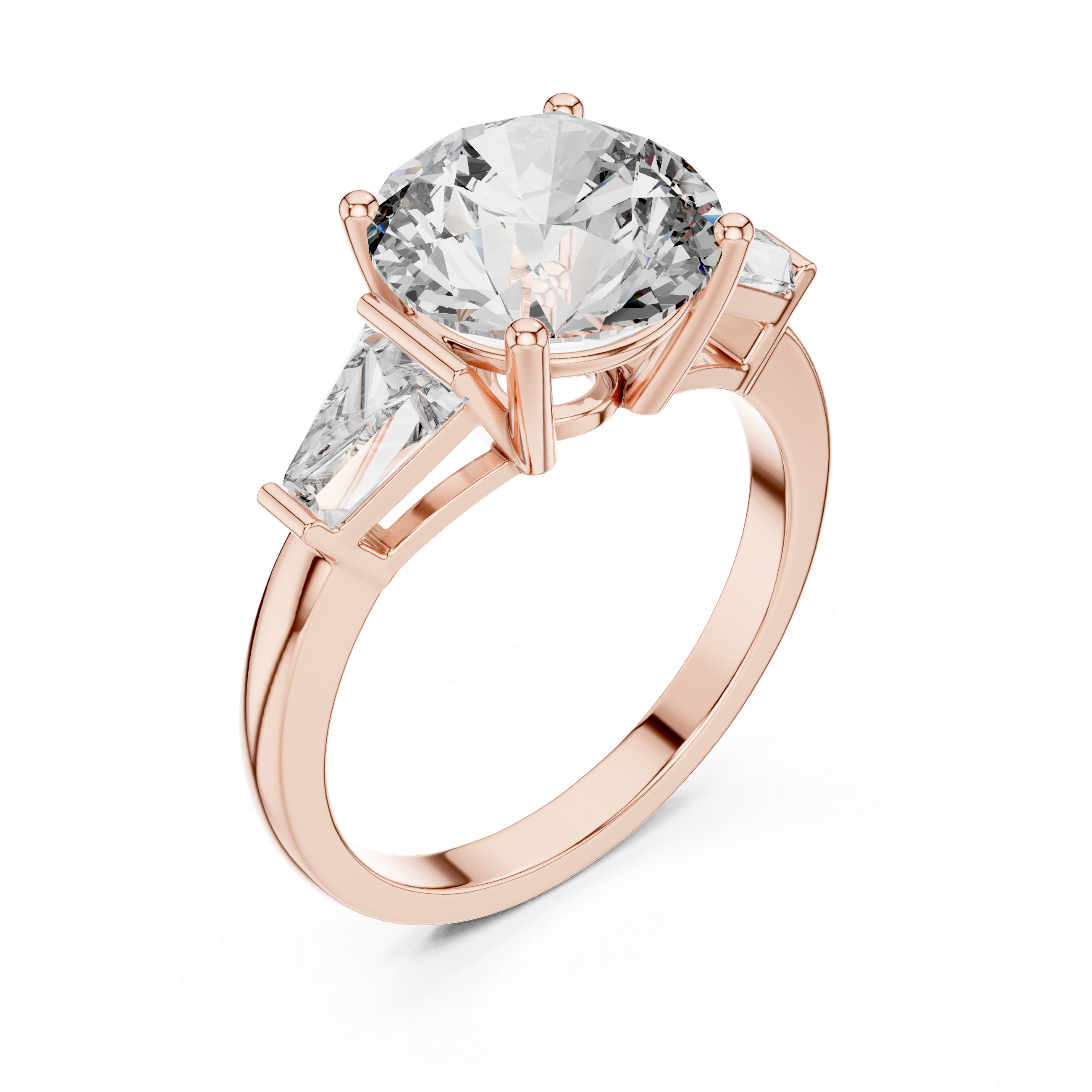 Luxury Round Diamond with Side Stones Ring