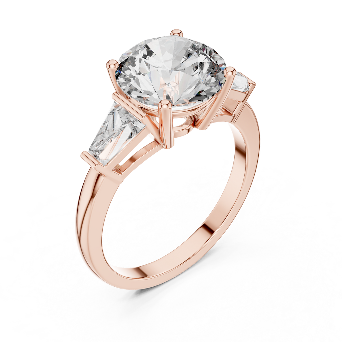 Luxury Round Diamond with Side Stones Ring