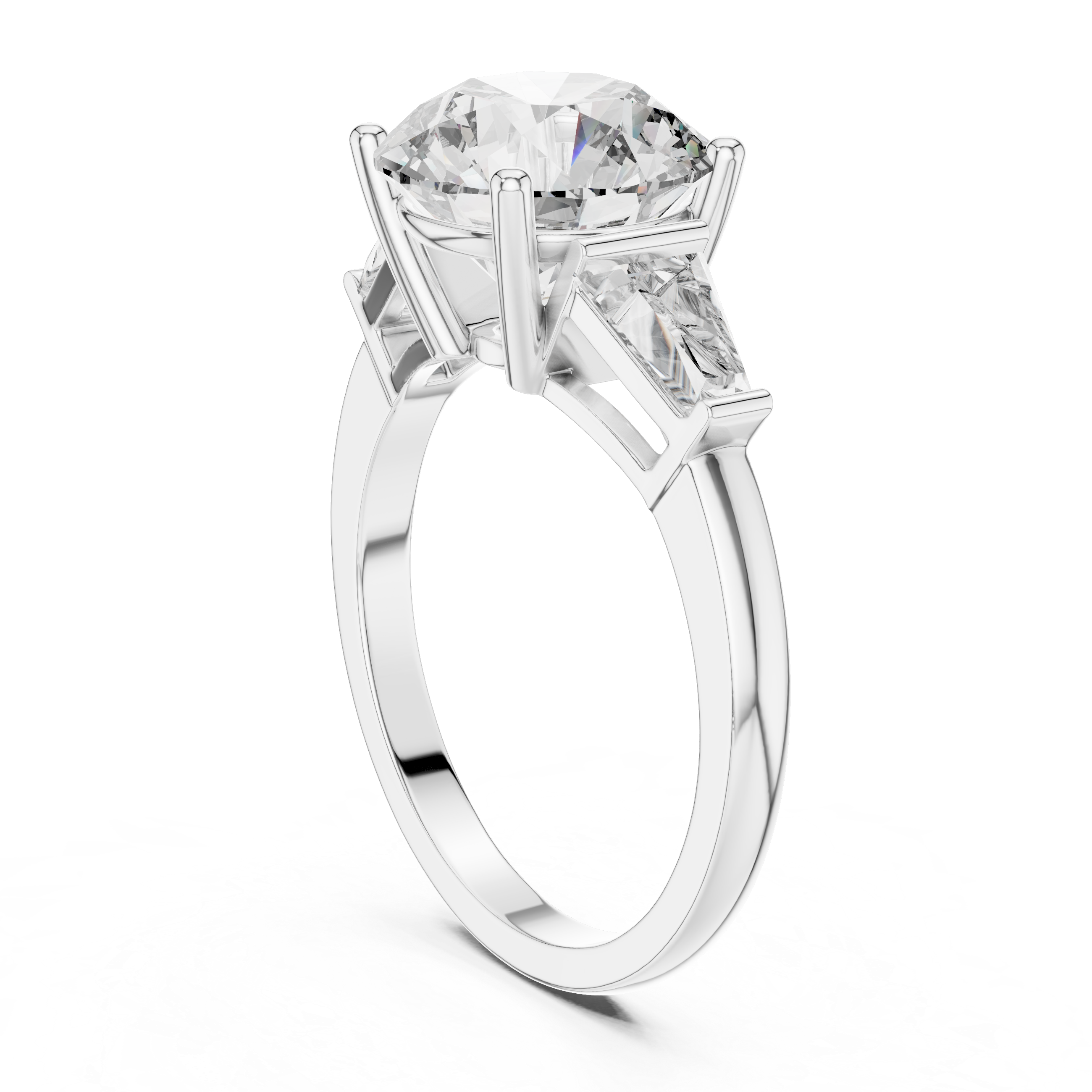 Luxury Round Diamond with Side Stones Ring
